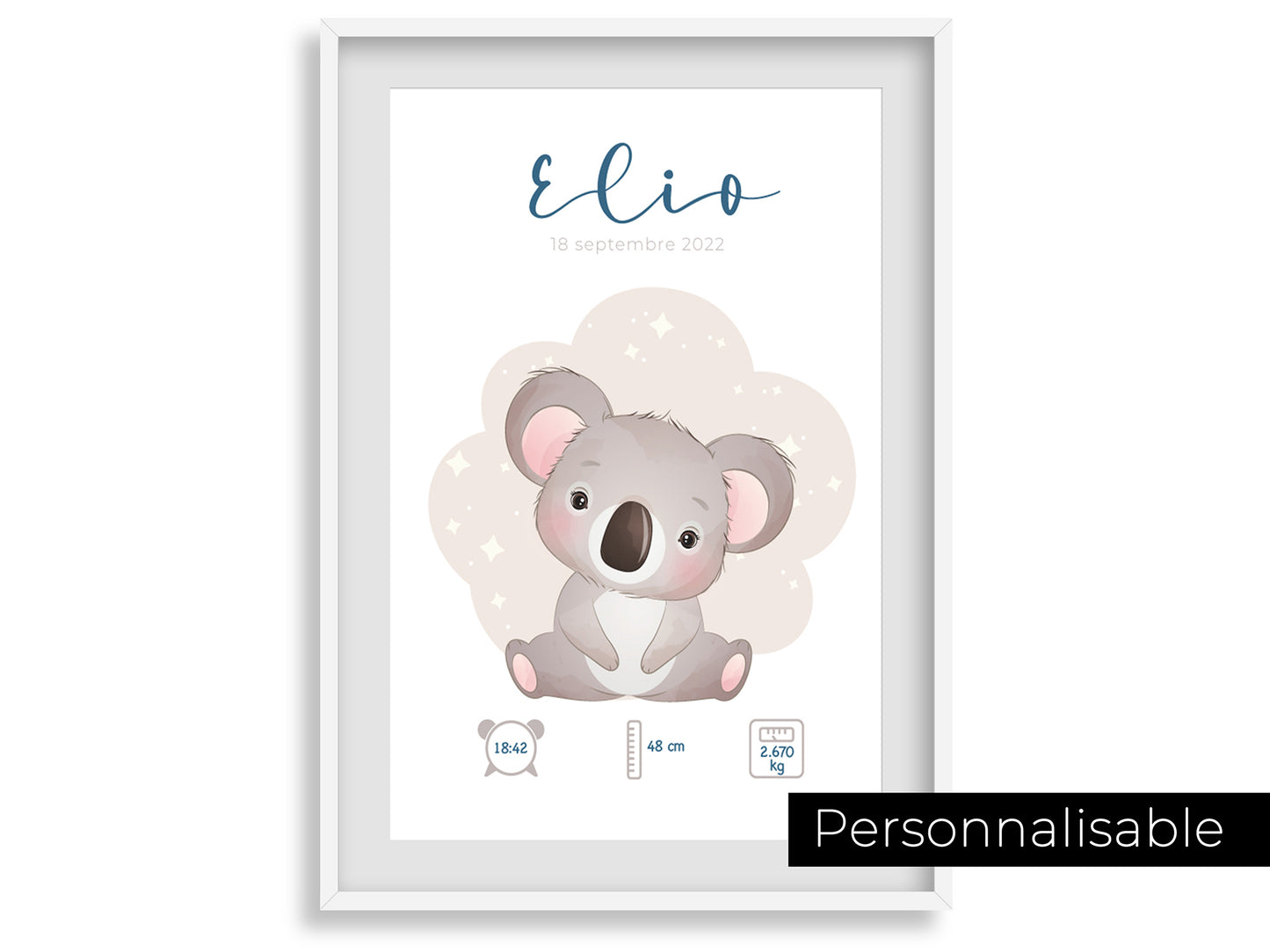 Personalized birth poster "Koala"