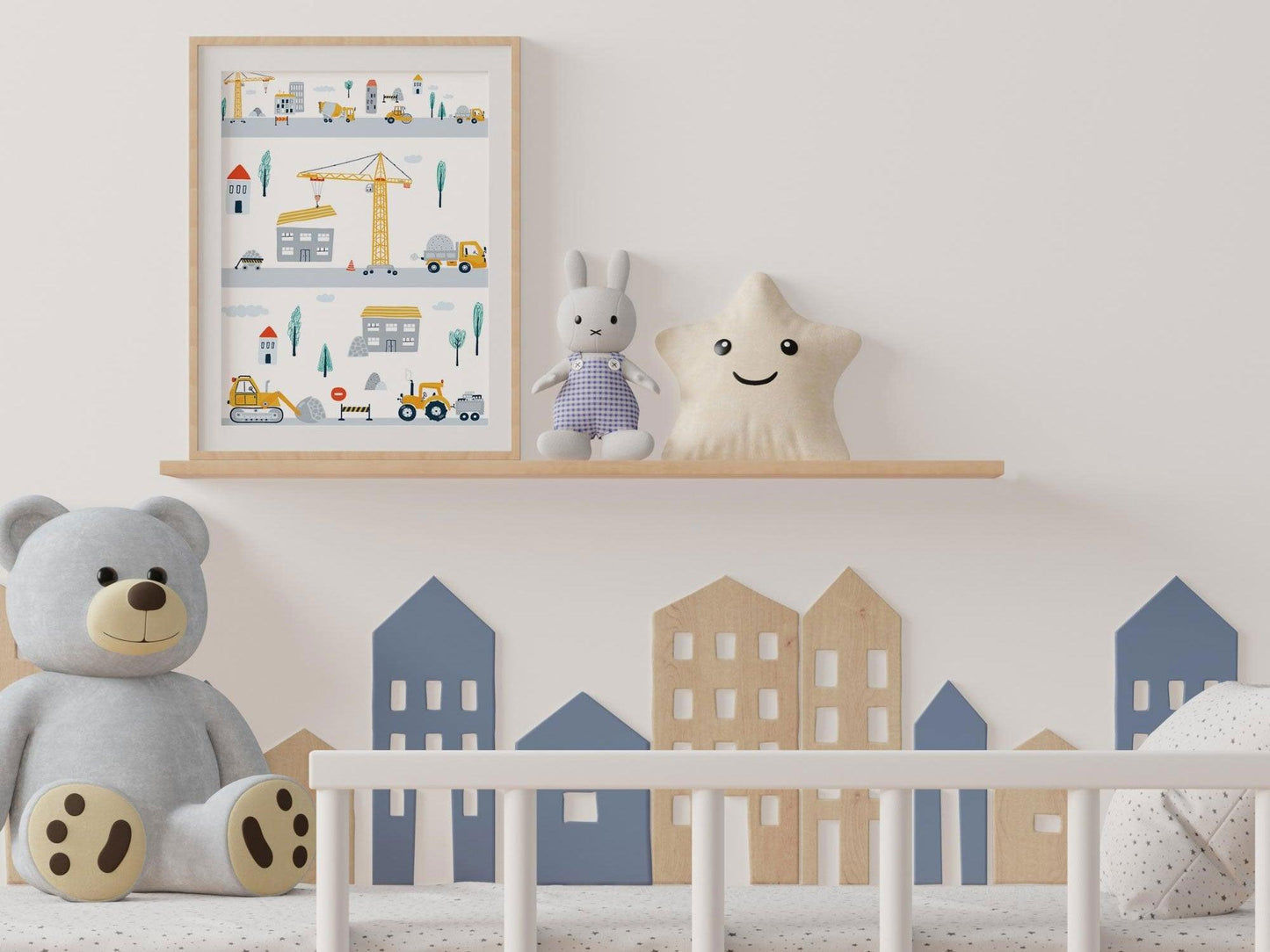 Lot affiches "Mon Chantier" avec camion pelleteuse pour chambre d'enfant - Imagine.affiche