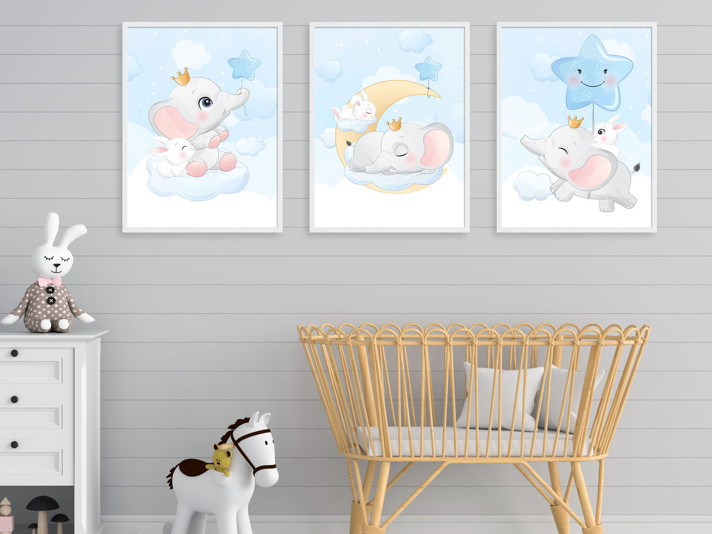 Affiches Éléphant mignon bleu