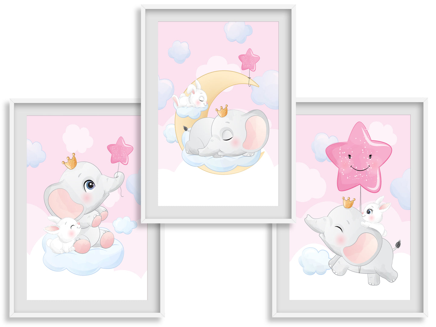 Affiches Éléphant mignon rose