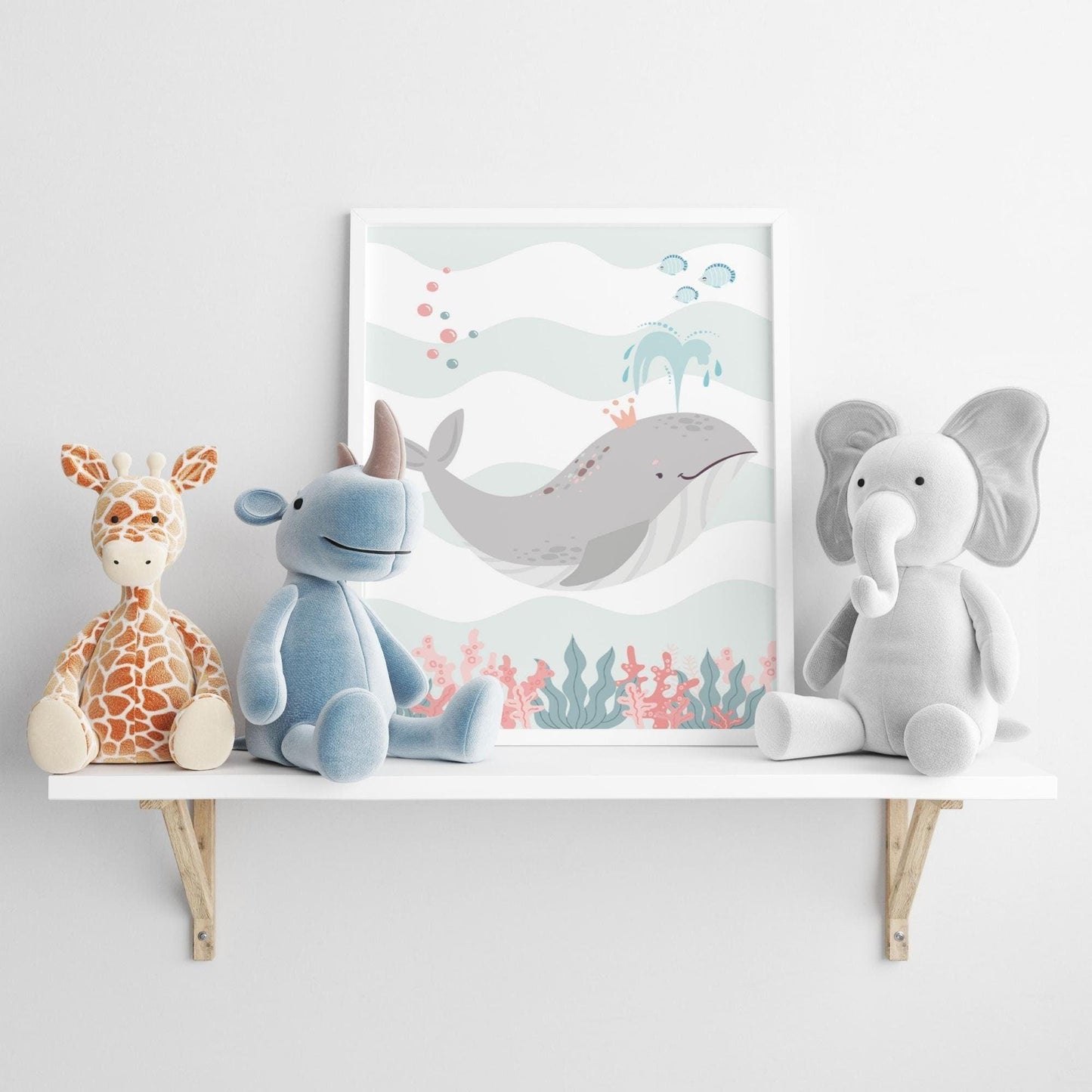 Baleine raie tortue ocean coquillage - chambre enfant bébé - 3 affiches Decoration - idee cadeau anniversaire naissance - mer - bb ocean - Imagine.affiche