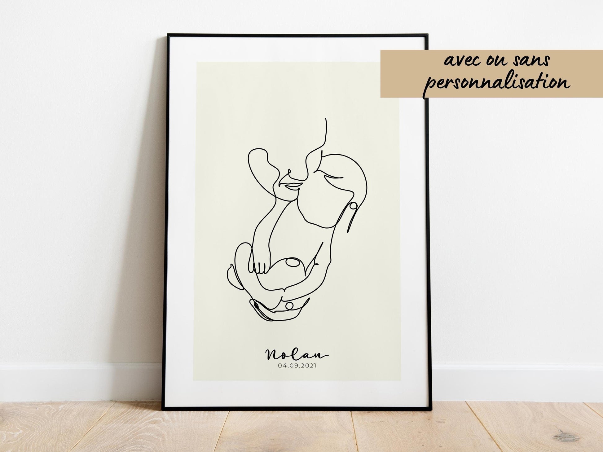 Affiche maman bébé personnalisable - Line art bébé maman - Décoration salon moderne et design - Fête des mère - Cadeau naissance - Imagine.affiche