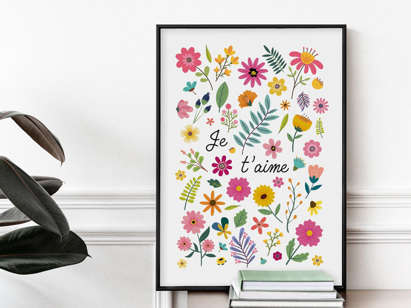 Affiche Je t'aime fleuri affiche adulte enfant bebe fleur nature - poster decoration chambre salon - salon deco design fille - grand format - Imagine.affiche