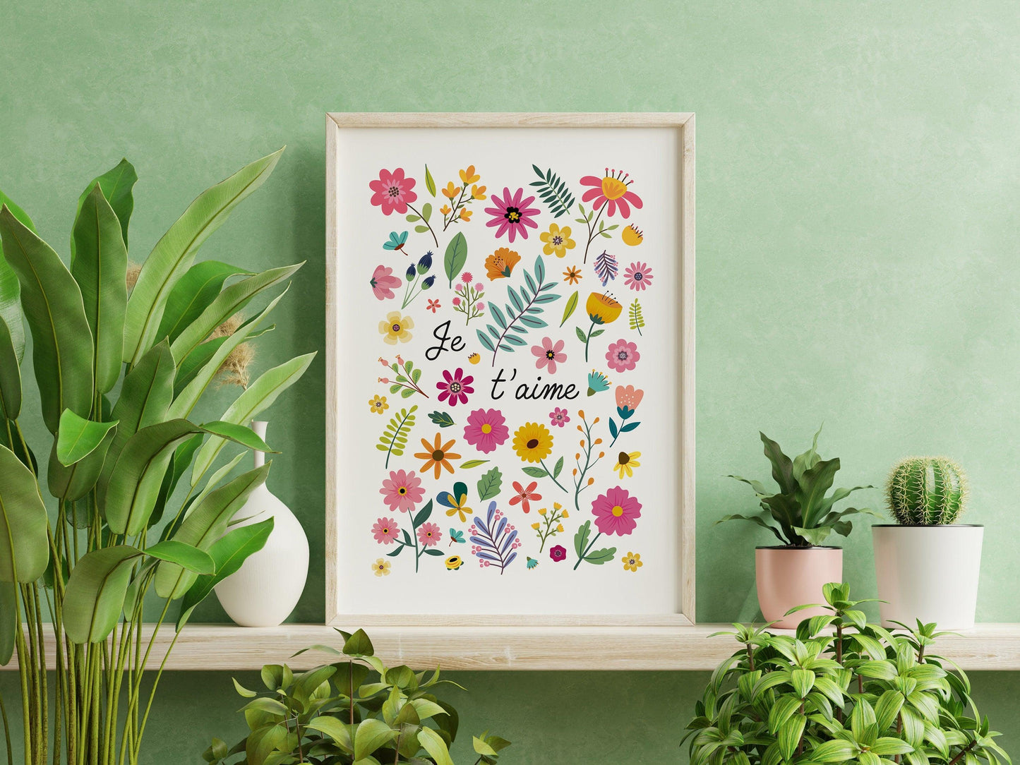 Affiche Je t'aime fleuri affiche adulte enfant bebe fleur nature - poster decoration chambre salon - salon deco design fille - grand format - Imagine.affiche