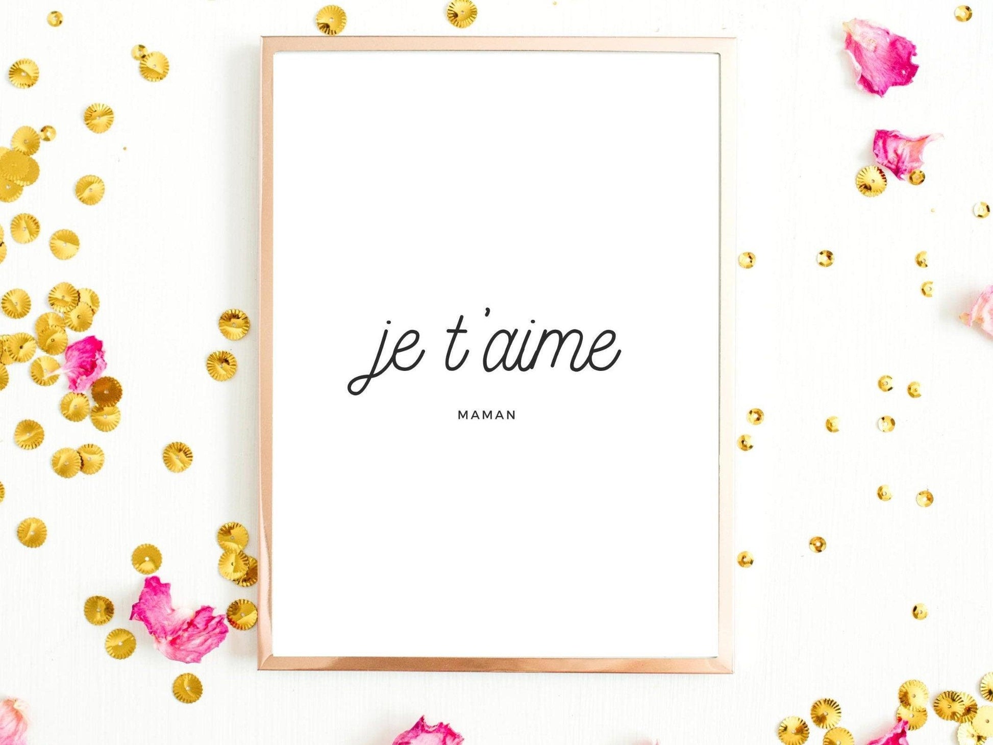 Affiche Je t'aime maman - fête des mères - anniversaire - bonne fête maman - citation mot d'amour - cadeau idéal - enfant bébé à maman - Imagine.affiche