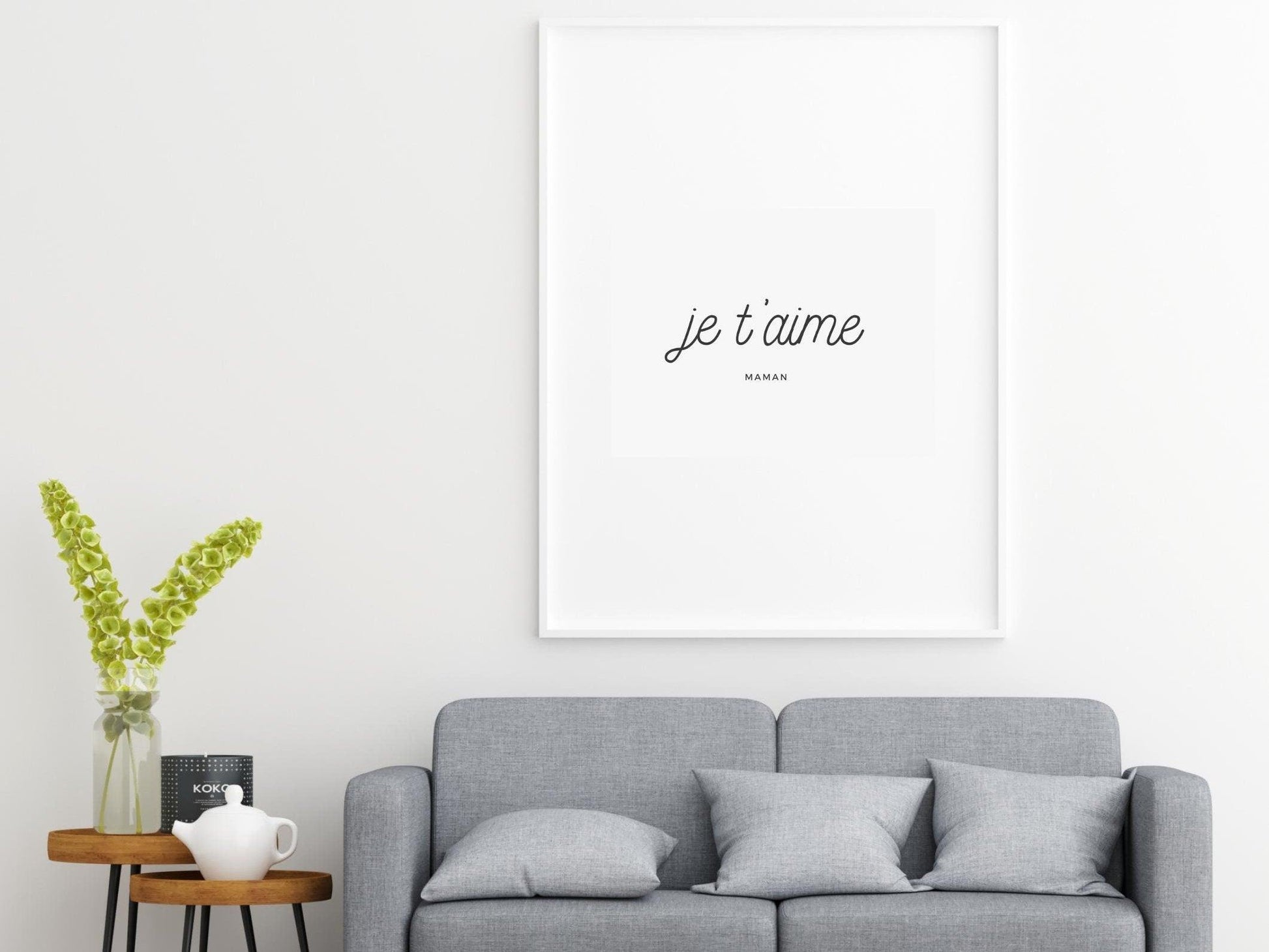 Affiche Je t'aime maman - fête des mères - anniversaire - bonne fête maman - citation mot d'amour - cadeau idéal - enfant bébé à maman - Imagine.affiche