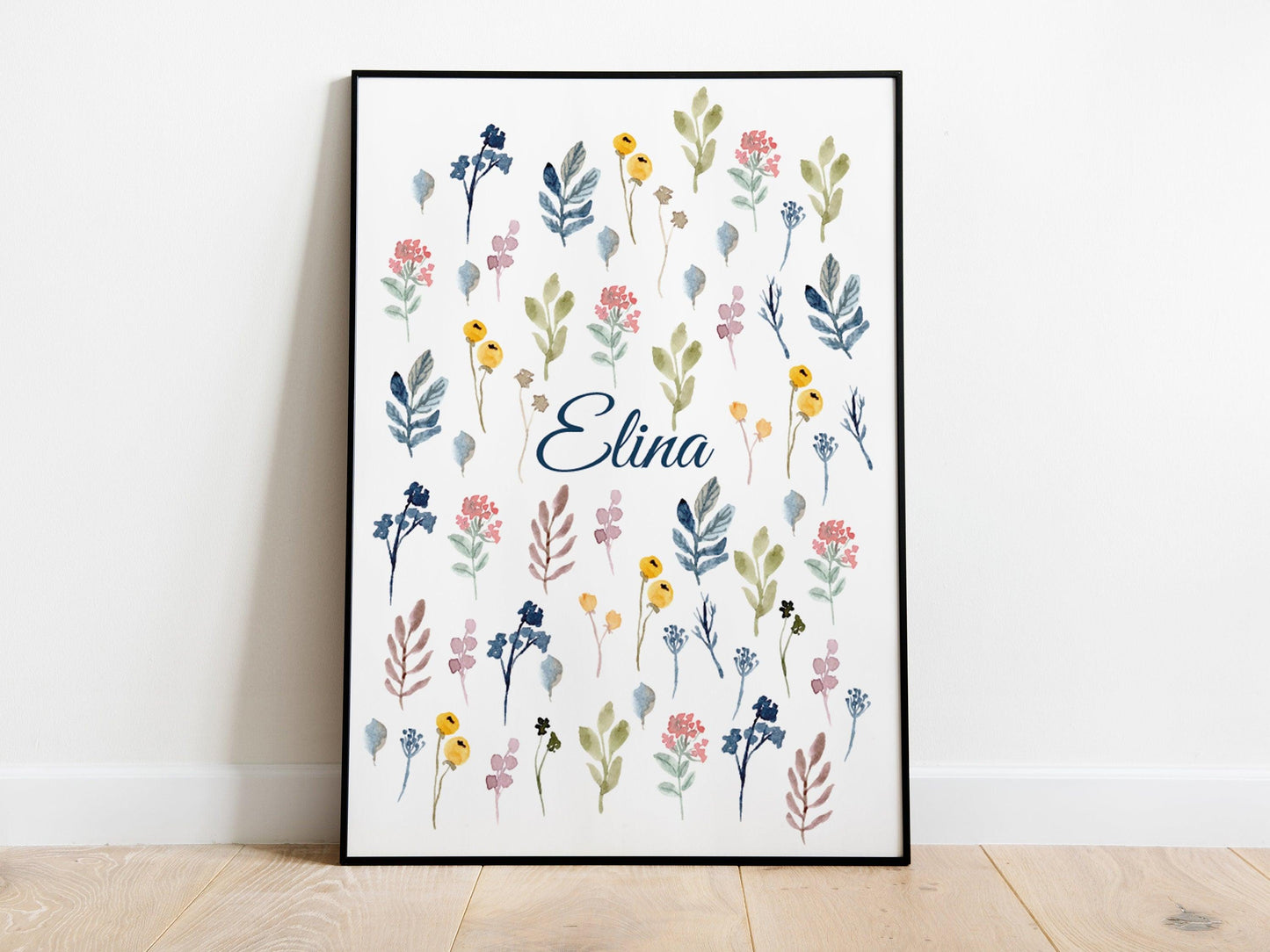 Affiche prénom personnalisable fleuri - naissance anniversaire - nom surnom - fille bébé enfant - décoration poster mural - chambre salon - Imagine.affiche
