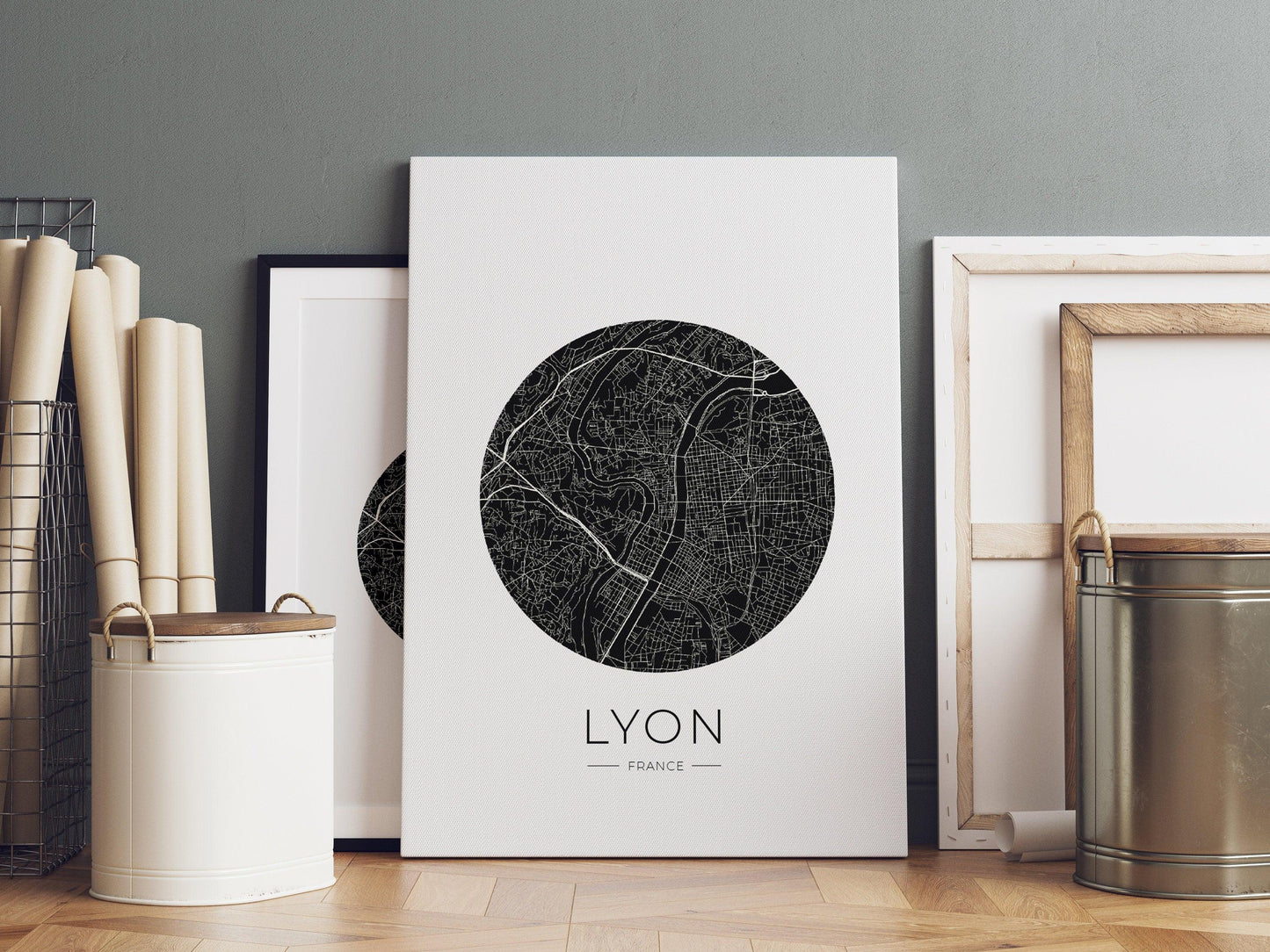 Affiche Lyon City Map - ville de France poster - carte art - noir et blanc design - décoration salon - personnalisable - lyonnais - voyage - Imagine.affiche