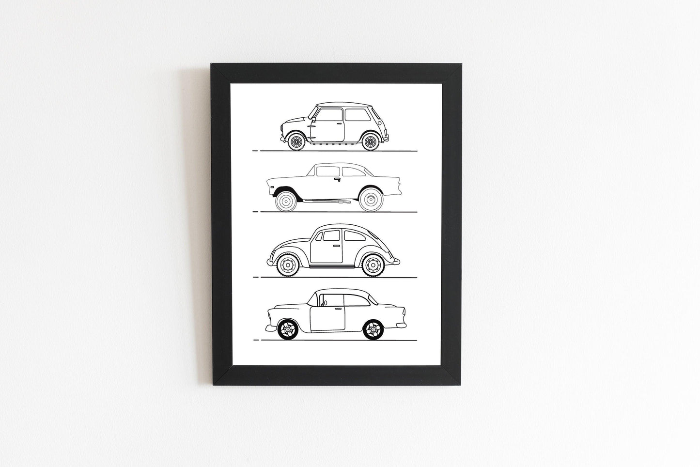 affiche voitures véhicules line art - déco chambre enfant salon design - mini cooper mode - style moderne - poster homme garçon - impression - Imagine.affiche
