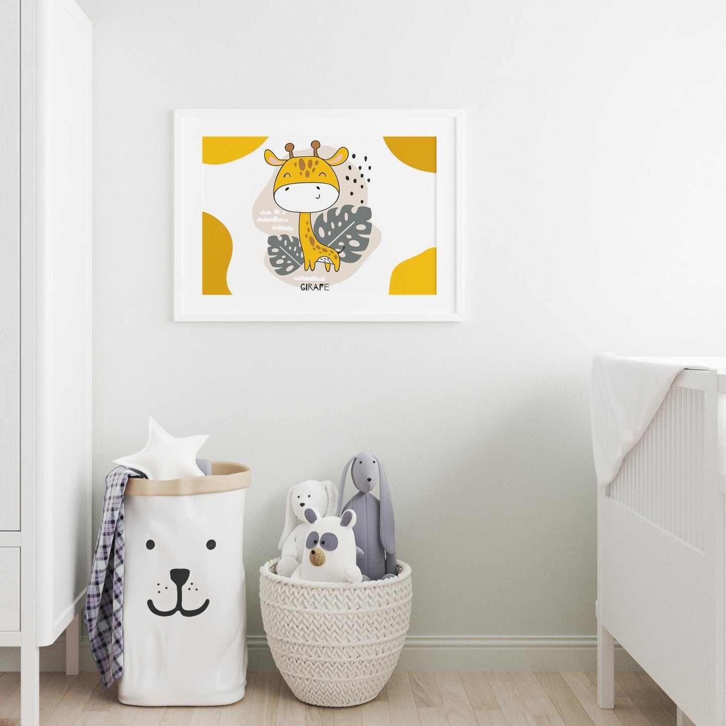 Affiche Lion Zèbre Girafe jaune - Poster bebe enfant - Déco chambre jungle safari - affiche animaux - illustration enfant - naissance A4 A3 - Imagine.affiche