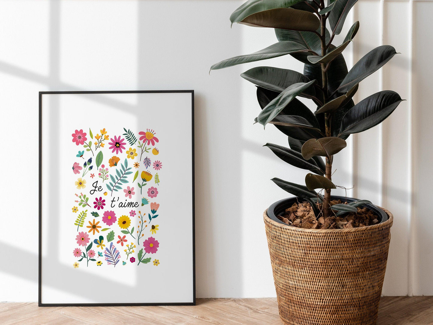 Affiche Je t'aime fleuri affiche adulte enfant bebe fleur nature - poster decoration chambre salon - salon deco design fille - grand format - Imagine.affiche