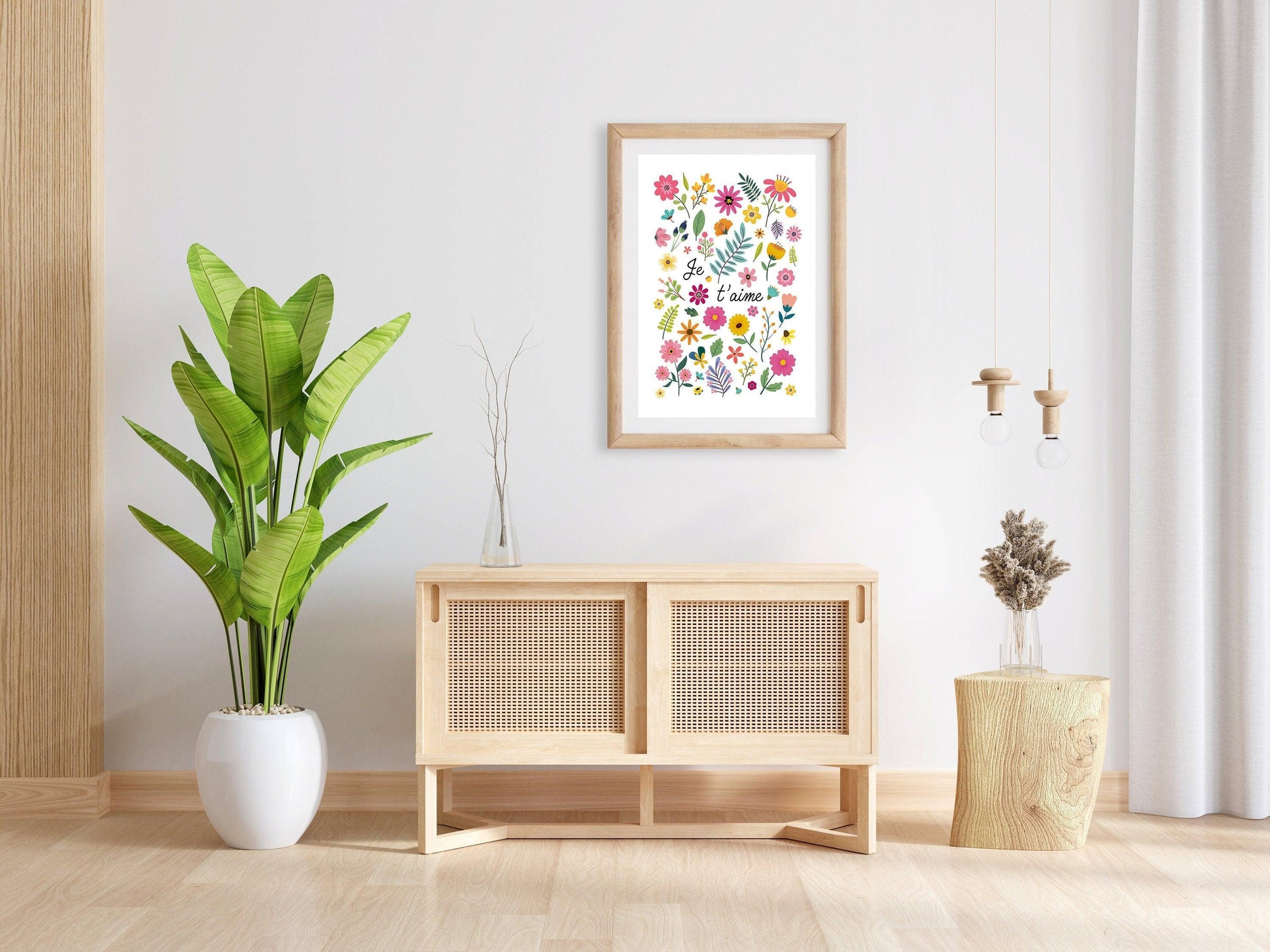 Affiche Je t'aime fleuri affiche adulte enfant bebe fleur nature - poster decoration chambre salon - salon deco design fille - grand format - Imagine.affiche