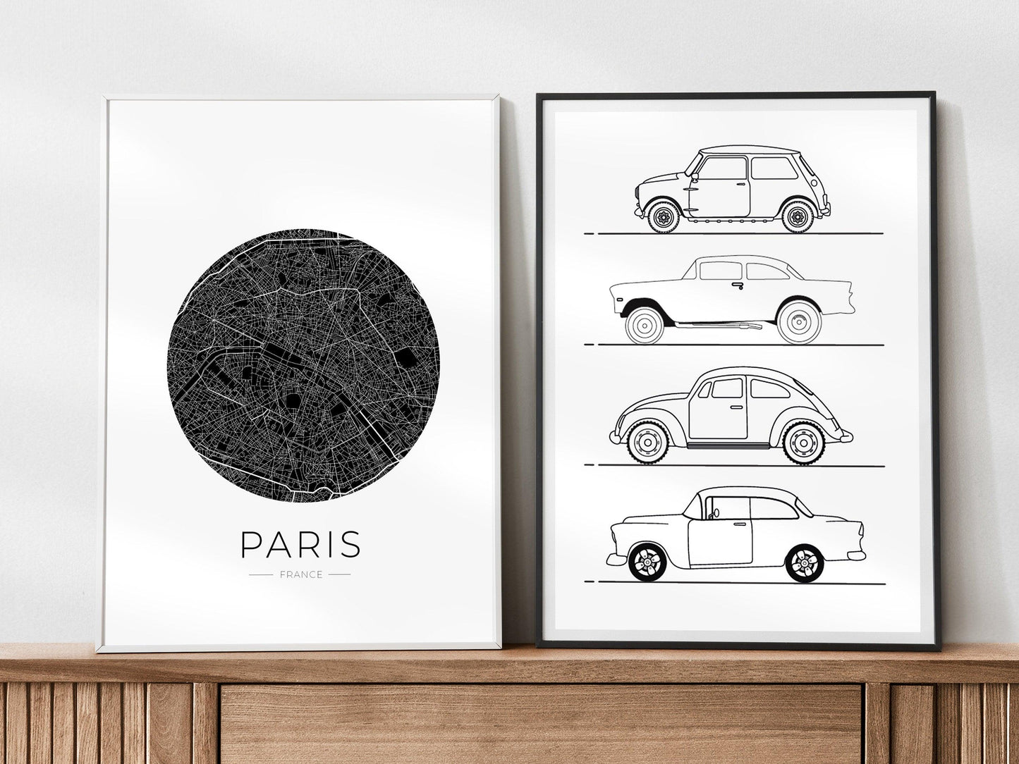 Affiche Paris City Map - ville de France poster - carte art - noir et blanc design - décoration salon - personnalisable - parisien - voyage - Imagine.affiche