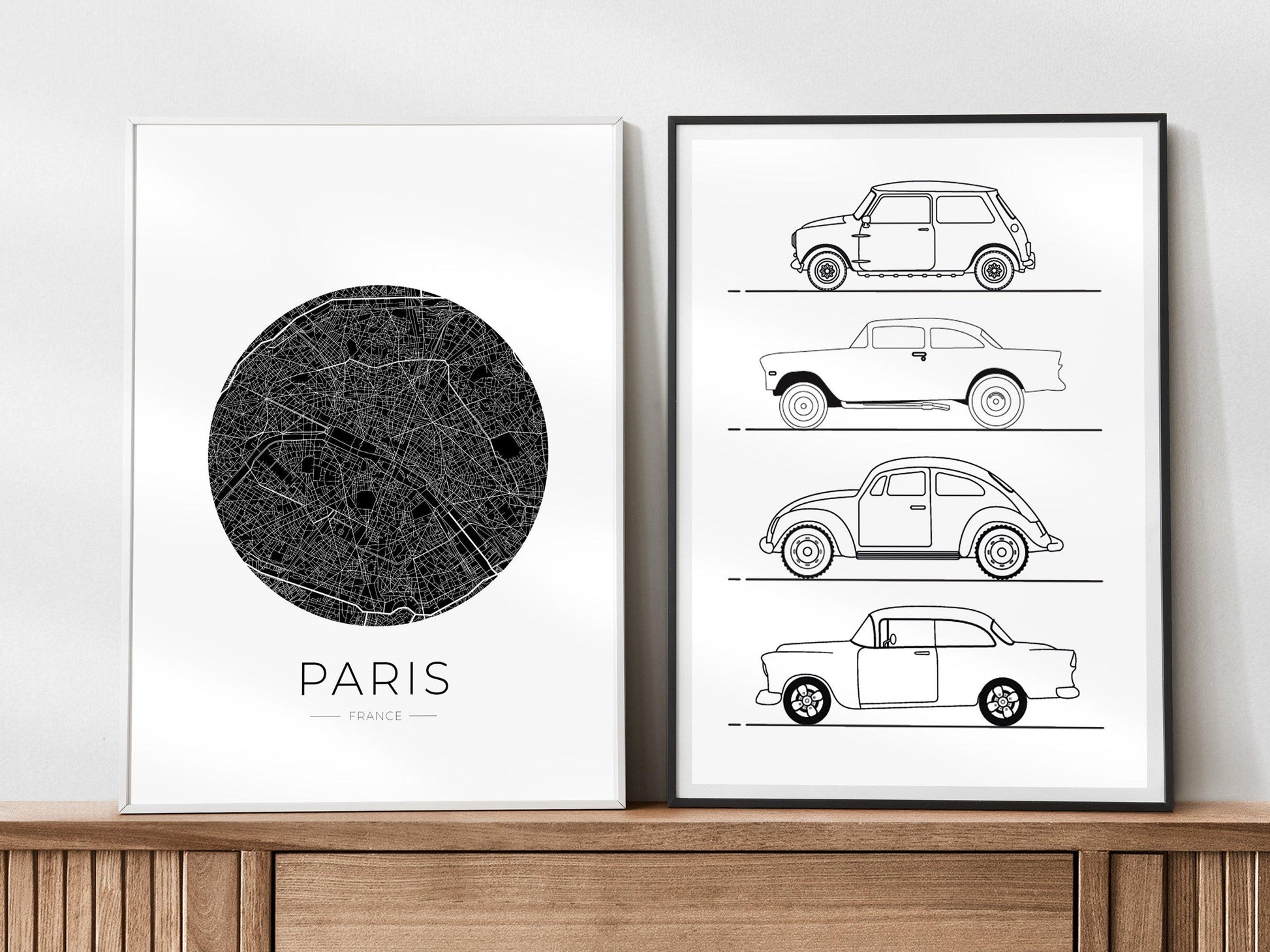 Affiche Paris City Map - ville de France poster - carte art - noir et blanc design - décoration salon - personnalisable - parisien - voyage - Imagine.affiche