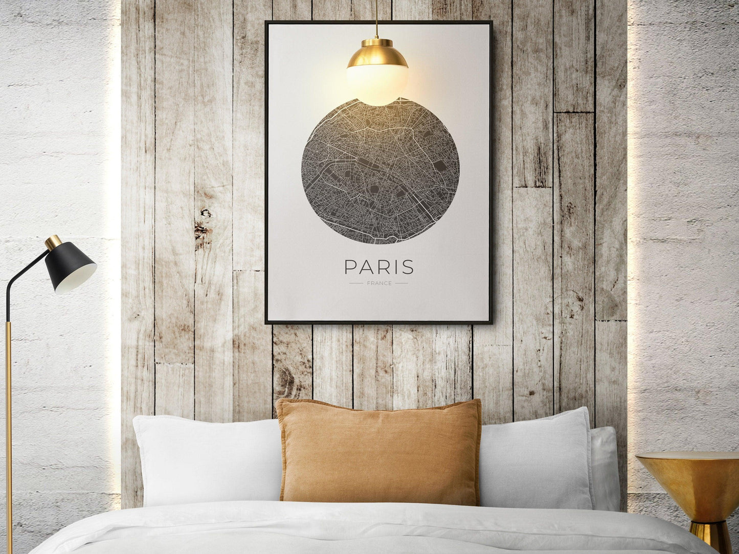 Affiche Paris City Map - ville de France poster - carte art - noir et blanc design - décoration salon - personnalisable - parisien - voyage - Imagine.affiche