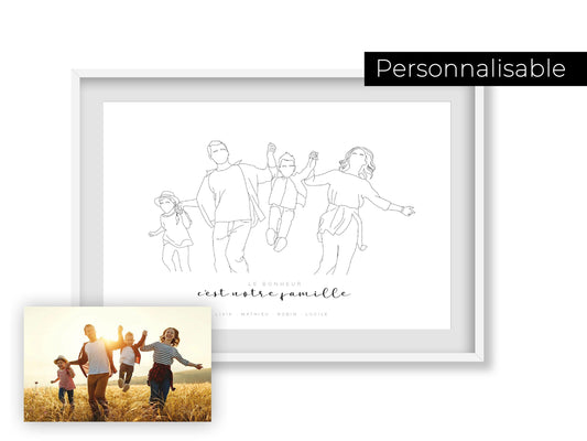 Affiche Portrait personnalisé couple bebe famille soeur frère papi mamie chien - cadeau maman papa anniversaire mariage naissance bapteme - Imagine.affiche