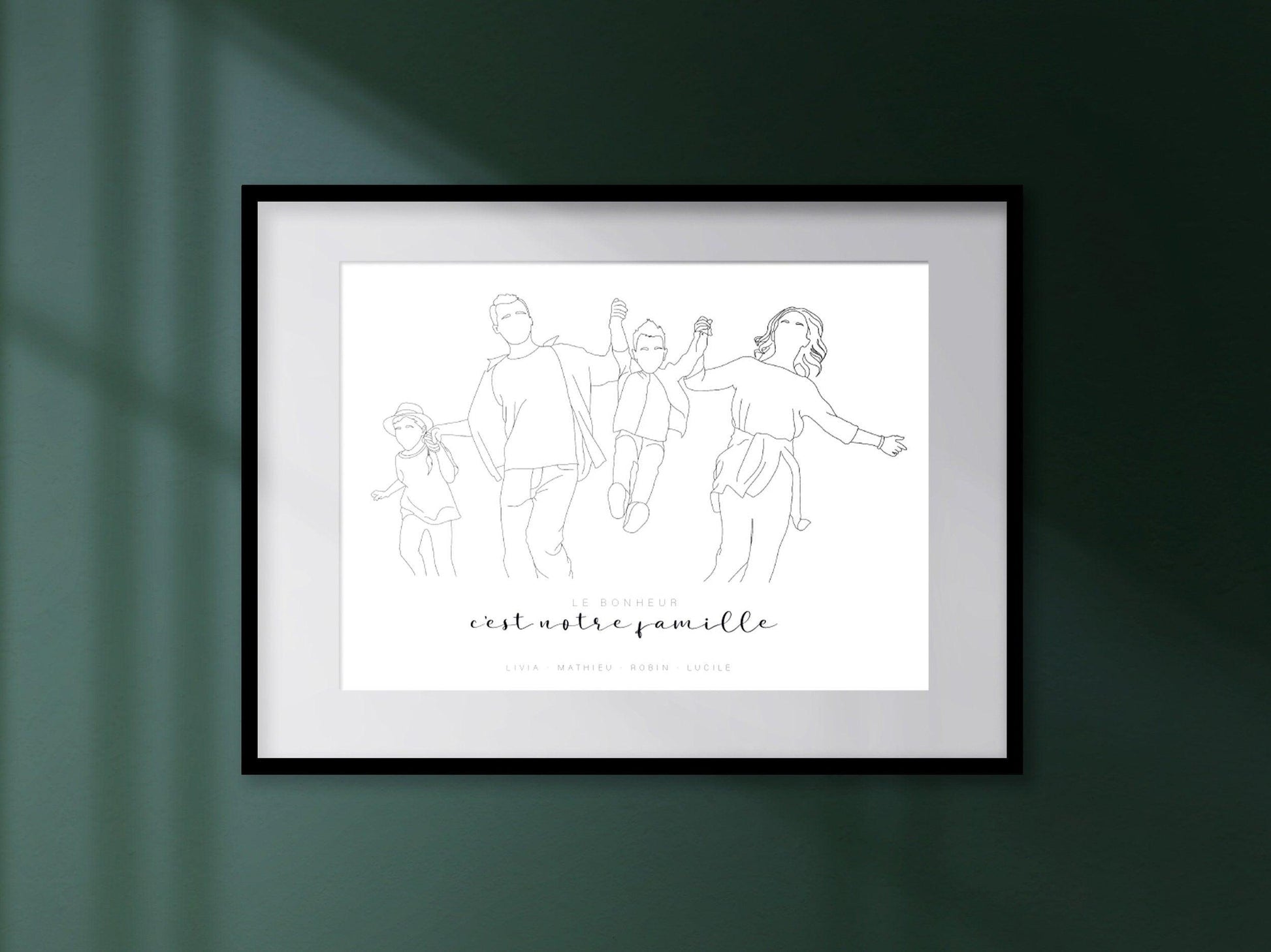 Affiche Portrait personnalisé couple bebe famille soeur frère papi mamie chien - cadeau maman papa anniversaire mariage naissance bapteme - Imagine.affiche