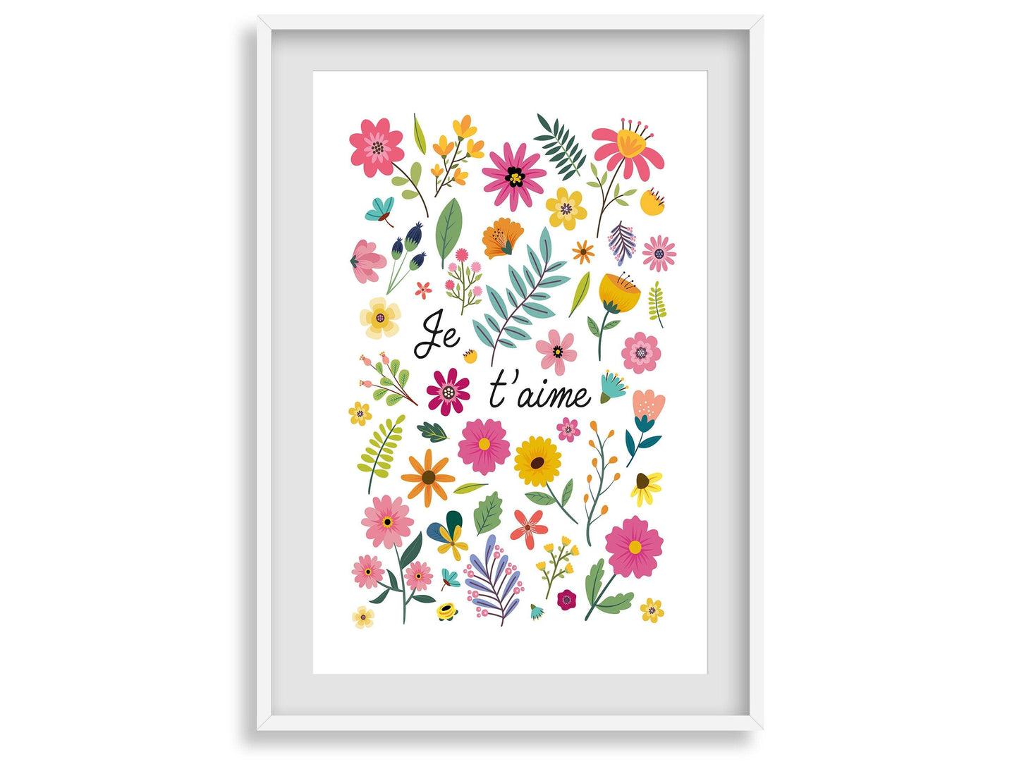 Affiche Je t'aime fleuri affiche adulte enfant bebe fleur nature - poster decoration chambre salon - salon deco design fille - grand format - Imagine.affiche