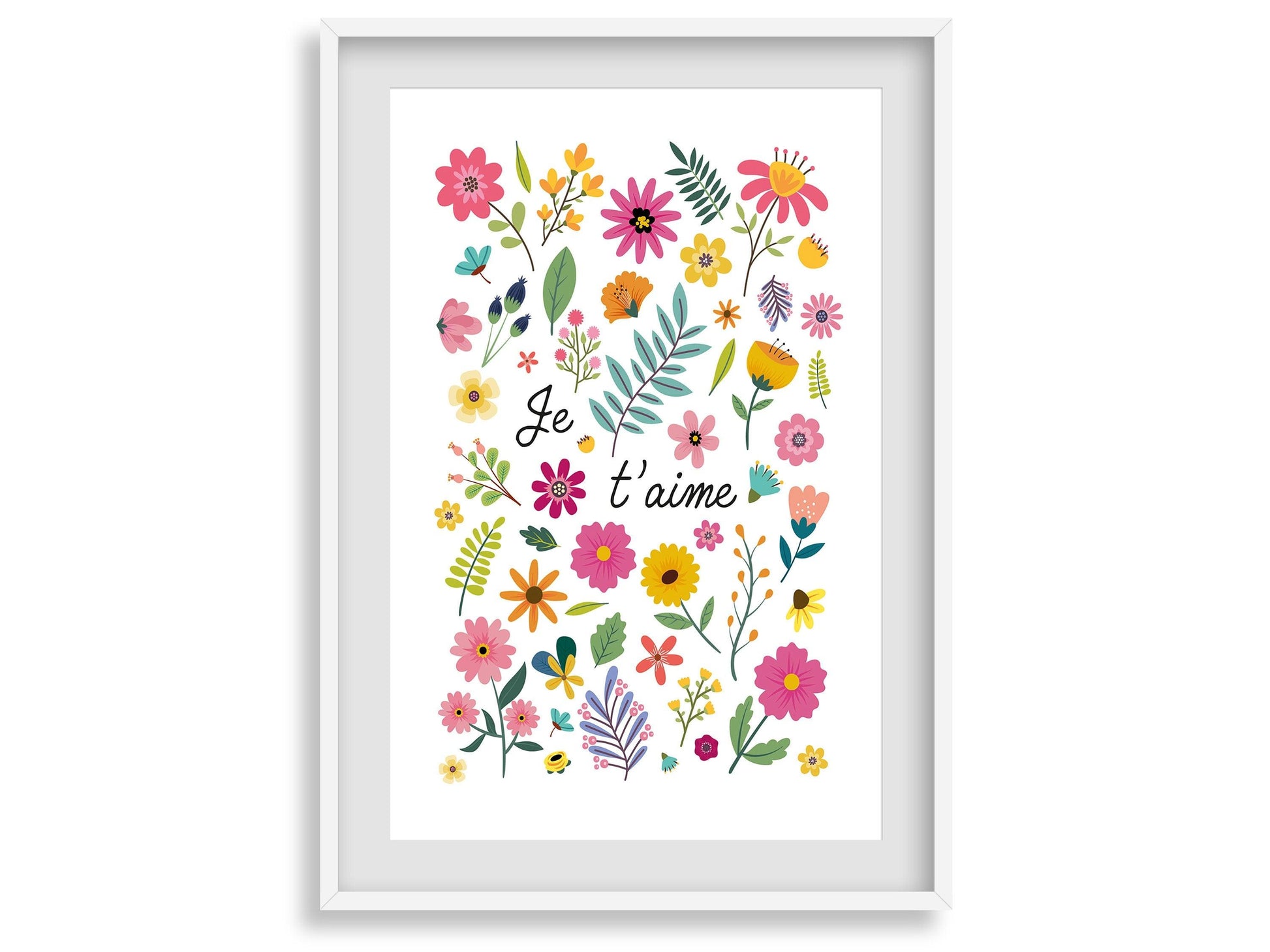 Affiche Je t'aime fleuri affiche adulte enfant bebe fleur nature - poster decoration chambre salon - salon deco design fille - grand format - Imagine.affiche
