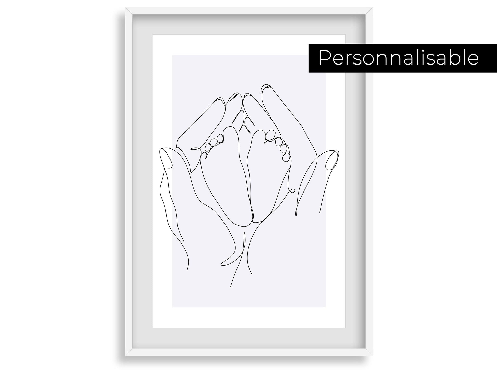 Affiche main maman bébé personnalisable - Line art bébé maman - Décoration salon moderne et design - Fête des mère - Cadeau naissance - Imagine.affiche