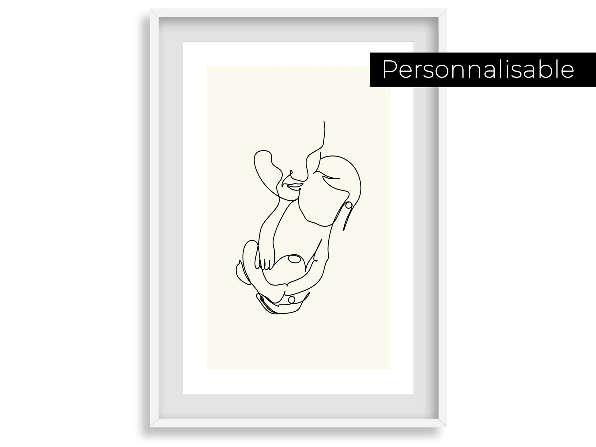 Affiche maman bébé personnalisable - Line art bébé maman - Décoration salon moderne et design - Fête des mère - Cadeau naissance - Imagine.affiche