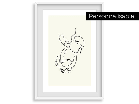 Affiche maman bébé personnalisable - Line art bébé maman - Décoration salon moderne et design - Fête des mère - Cadeau naissance - Imagine.affiche