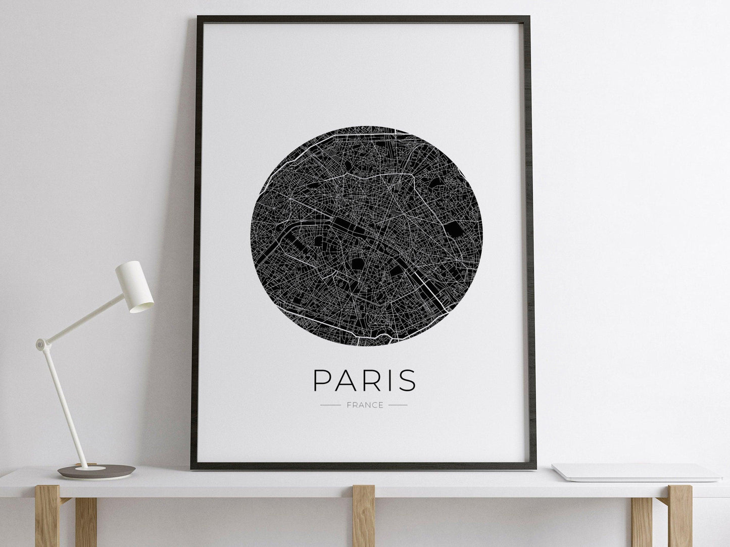 Affiche Paris City Map - ville de France poster - carte art - noir et blanc design - décoration salon - personnalisable - parisien - voyage - Imagine.affiche
