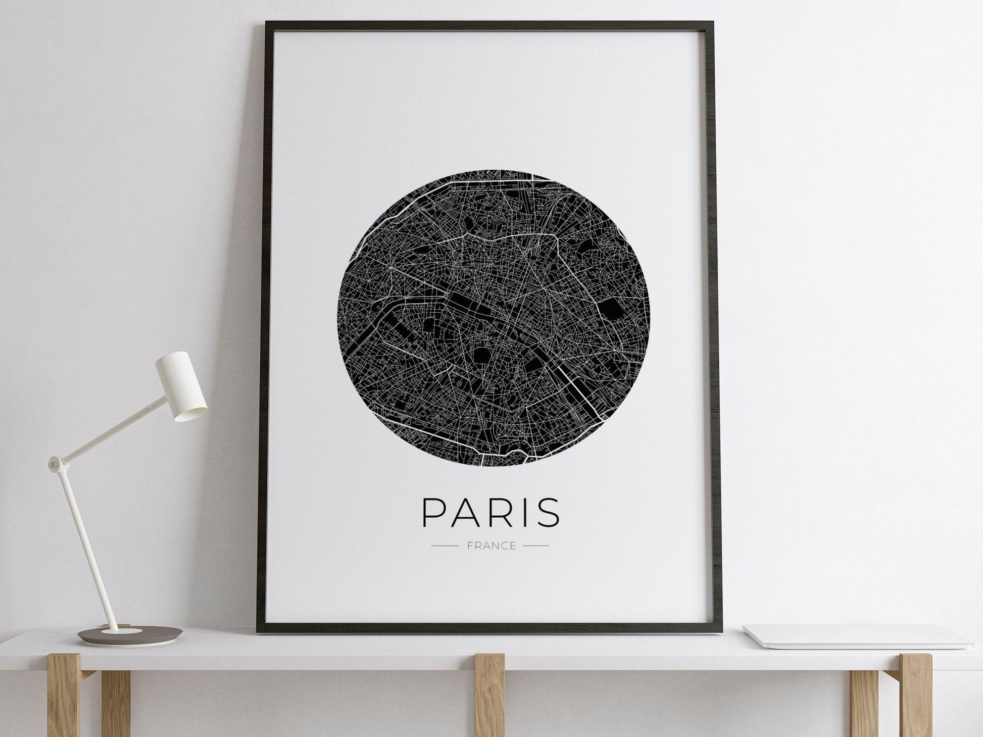 Affiche Paris City Map - ville de France poster - carte art - noir et blanc design - décoration salon - personnalisable - parisien - voyage - Imagine.affiche