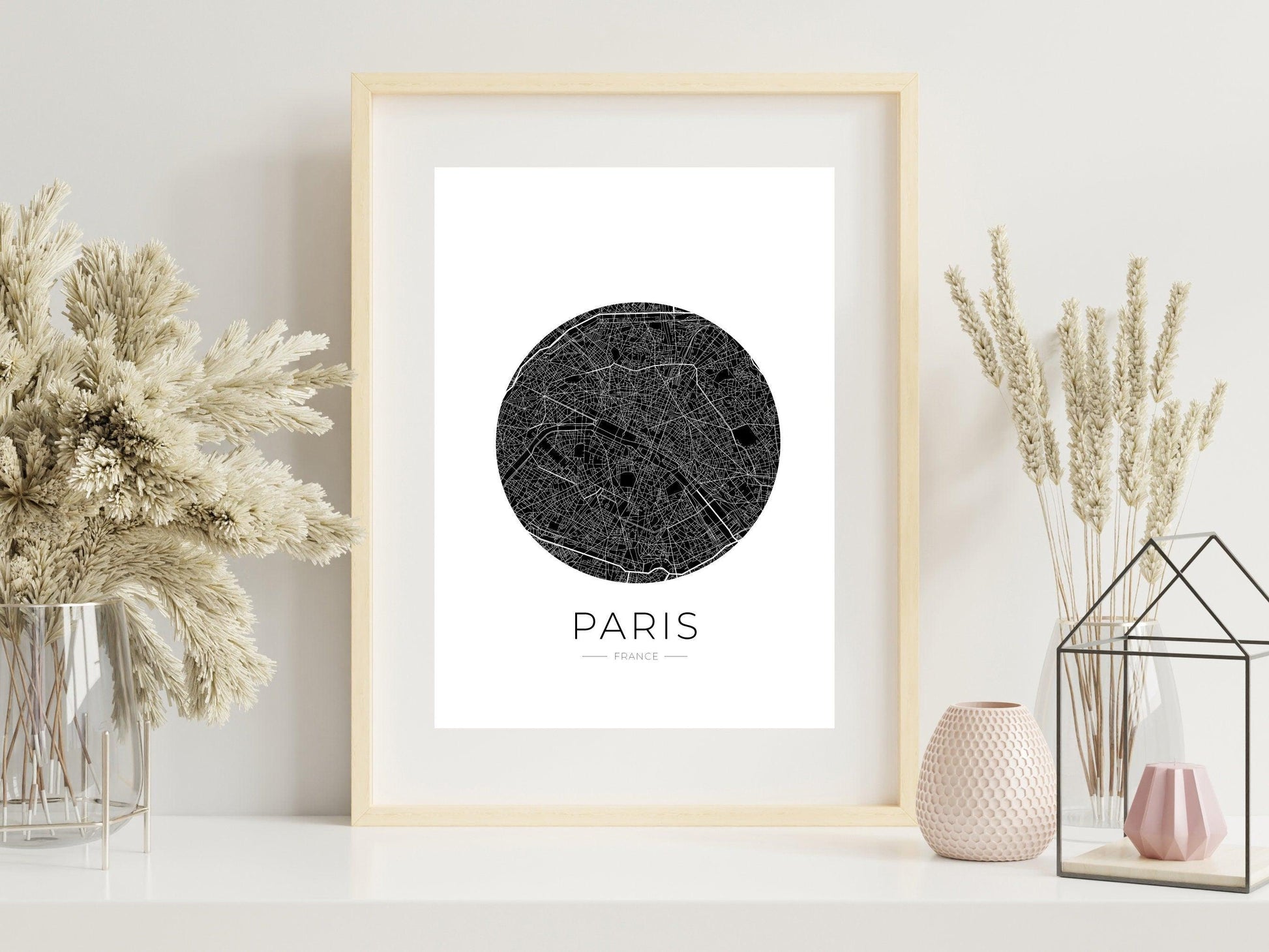 Affiche Paris City Map - ville de France poster - carte art - noir et blanc design - décoration salon - personnalisable - parisien - voyage - Imagine.affiche