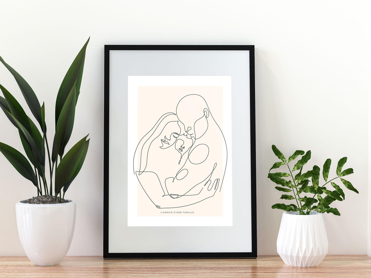 Affiche famille personnalisable - Line art maman papa bébé - Décoration salon moderne et design - Fête des mères pères - Cadeau naissance - Imagine.affiche