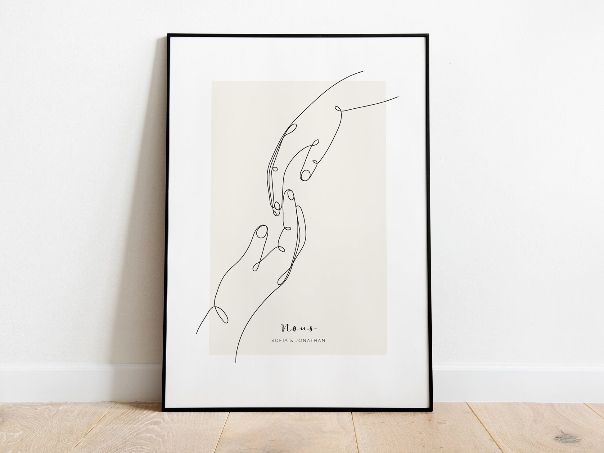 Affiche main couple parent personnalisable - Line art parents - Décoration salon moderne design - Fiancaille - Cadeau mariage - Imagine.affiche