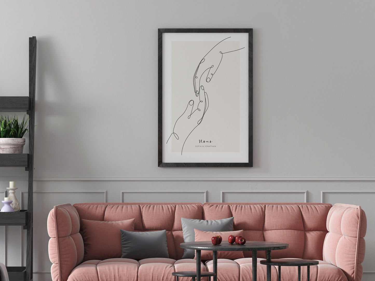 Affiche main couple parent personnalisable - Line art parents - Décoration salon moderne design - Fiancaille - Cadeau mariage - Imagine.affiche