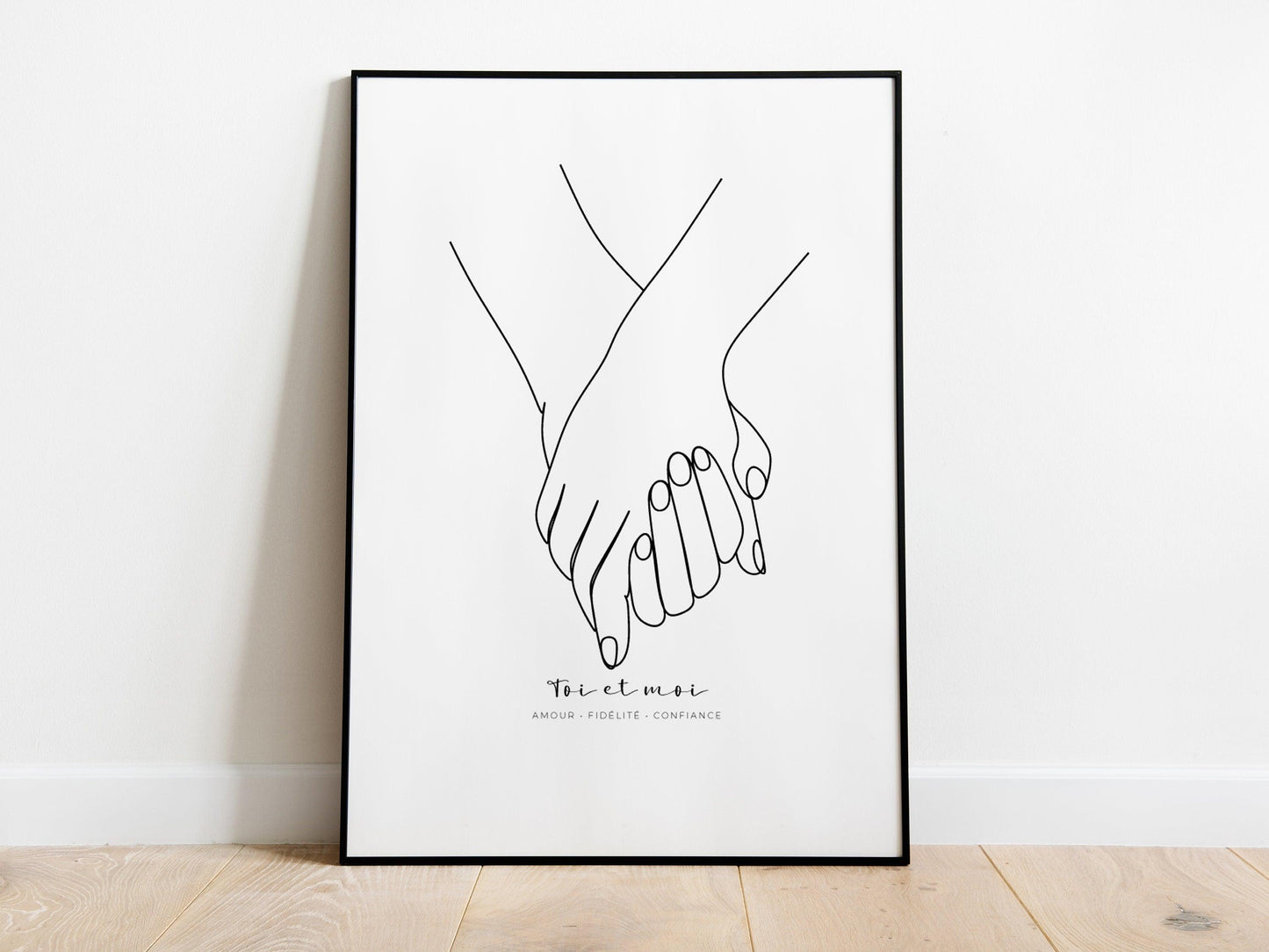 Affiche main couple parent personnalisable - Line art parents - Décoration salon moderne design - Fiancaille - Cadeau mariage - Imagine.affiche