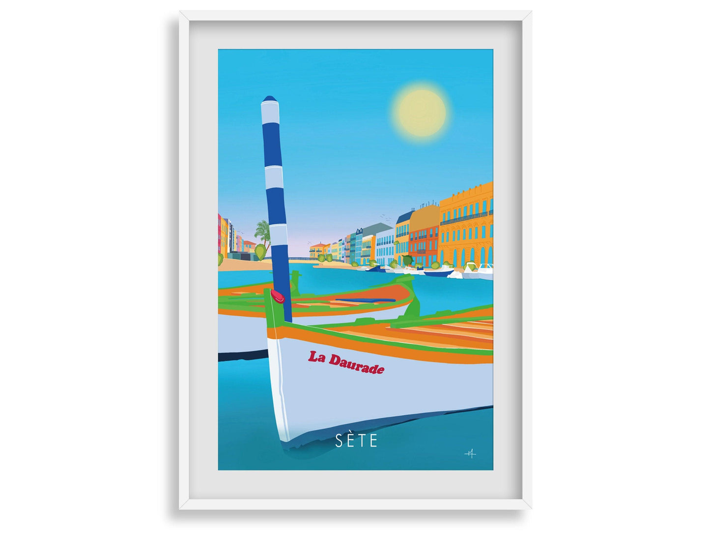 Sète - Hérault - France - vacances carte postale affiche - couleurs du sud - plage et soleil - méditerranée - souvenir cadeau été - Imagine.affiche