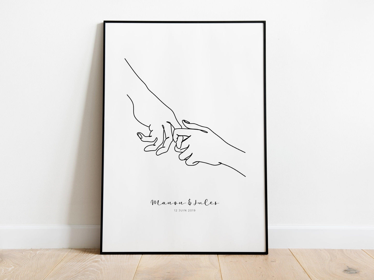 Affiche main couple parent personnalisable - Line art parents - Décoration salon moderne design - Fiancaille - Cadeau mariage - Imagine.affiche