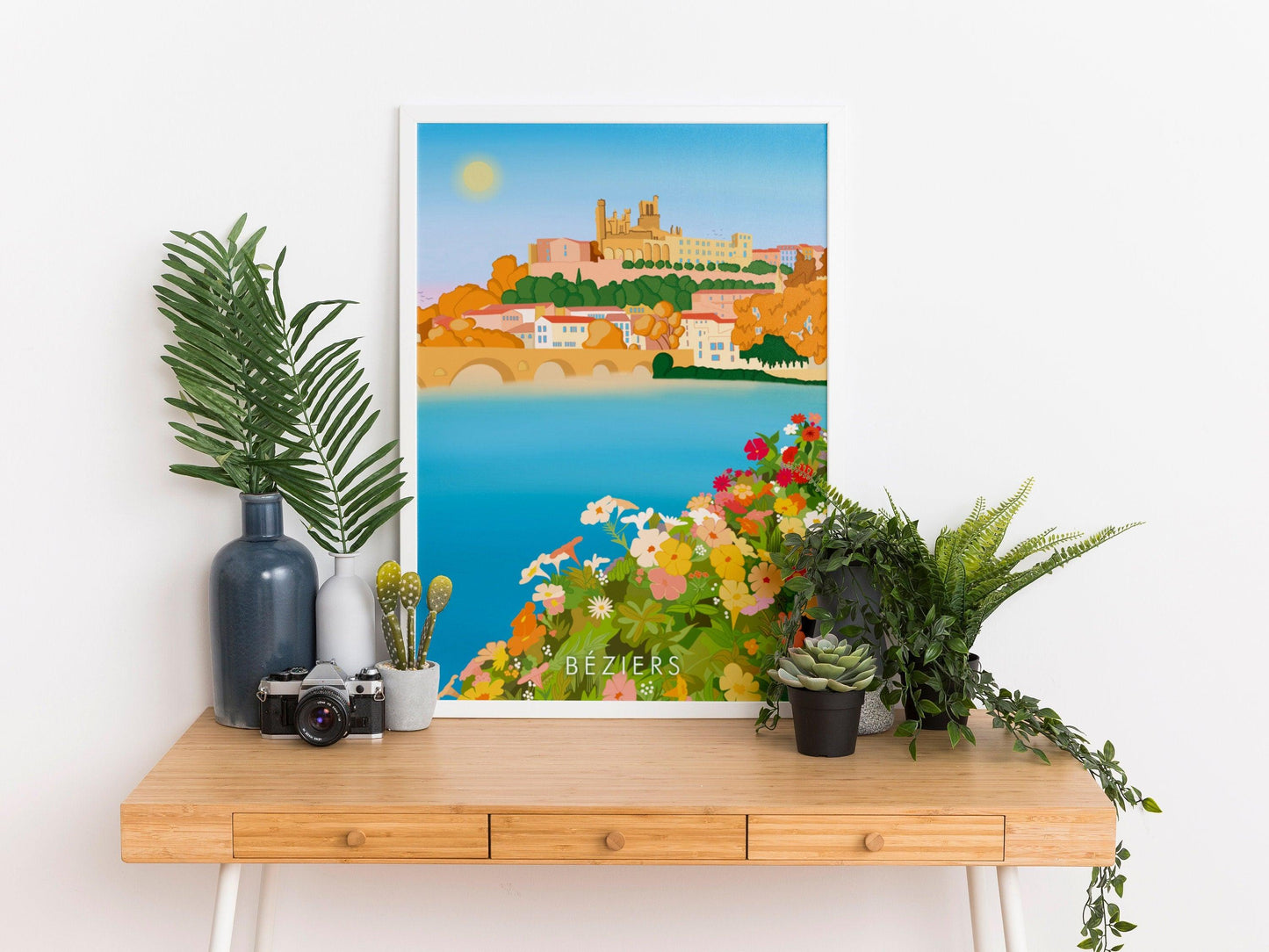Béziers - Hérault - France - vacances carte postale affiche - couleurs du sud - plage et soleil - méditerranée - souvenir cadeau été - Imagine.affiche