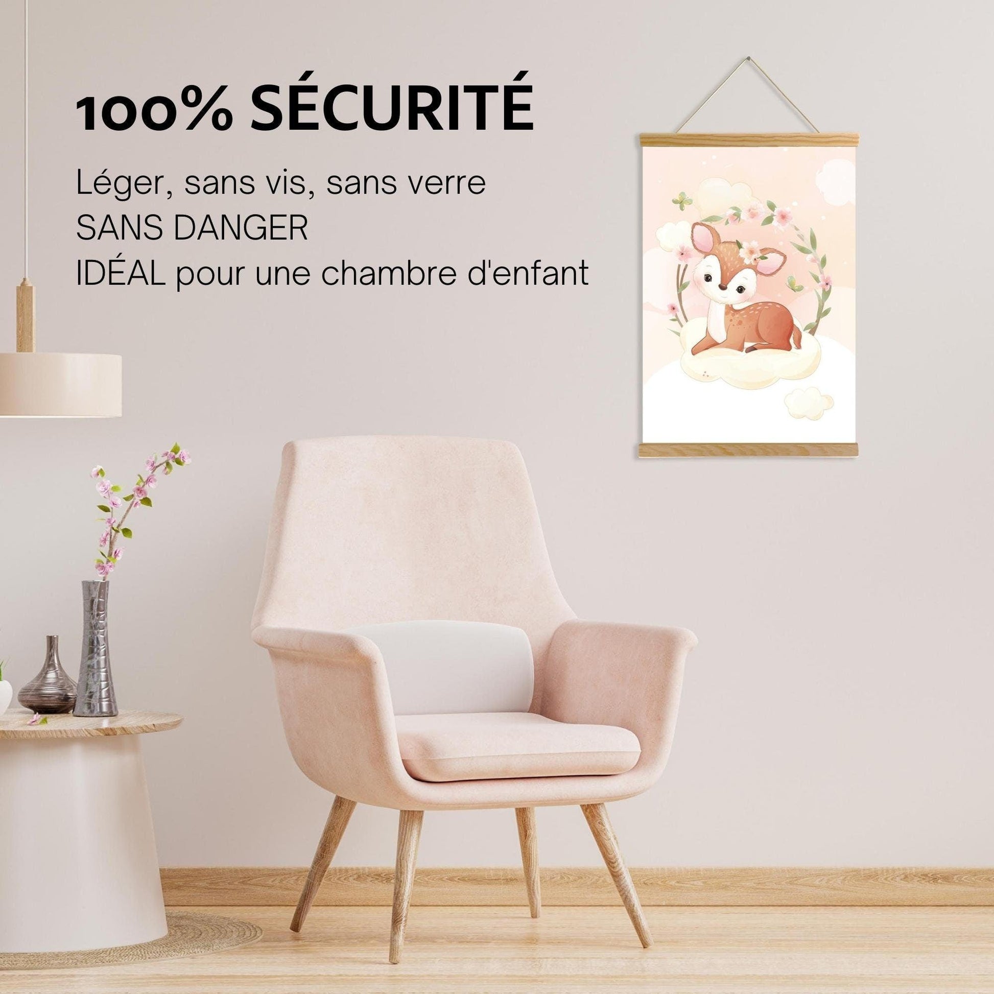 Cadre Photo en bois Magnétique ou Porte Affiche A4 A3 - Baguette de suspension Aimanté Installation Facile et Rapide - Imagine.affiche