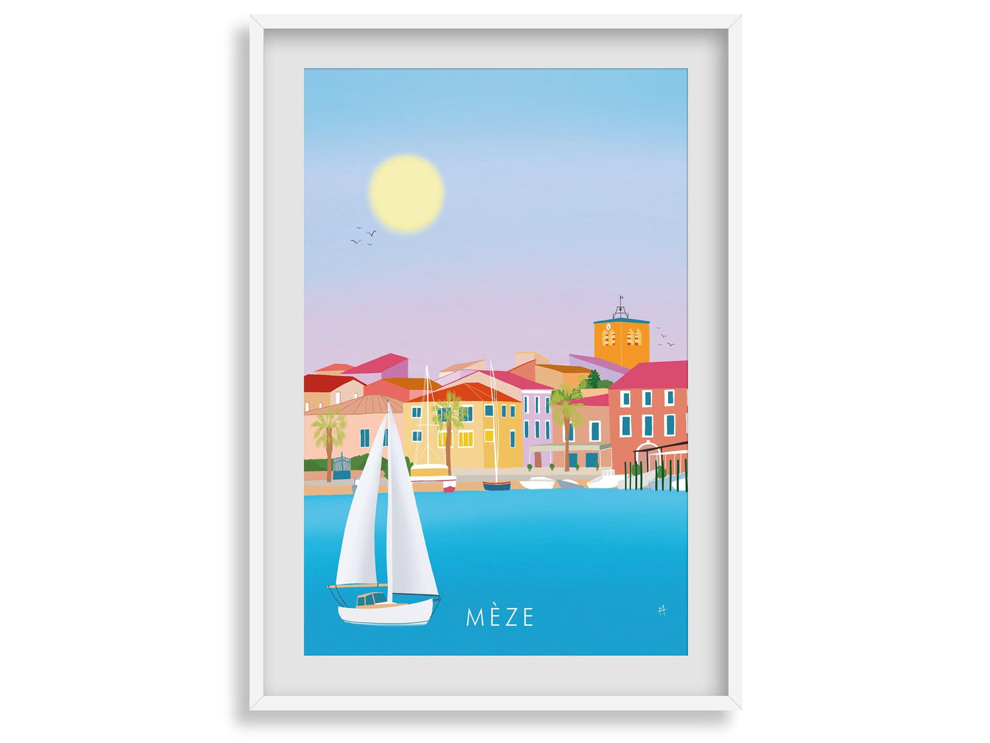 Mèze - Hérault - France - vacances carte postale affiche - couleur du sud - village soleil - méditerranée - souvenir cadeau été - Imagine.affiche