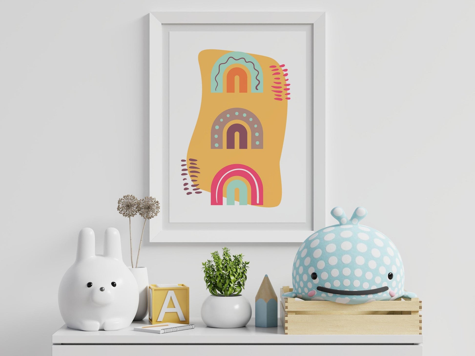 Affiches Bohème en couleurs Soleil Arc en ciel - chambre enfant bébé 4 posters - Décoration garçon fille naissance - boho poster affiche - Imagine.affiche