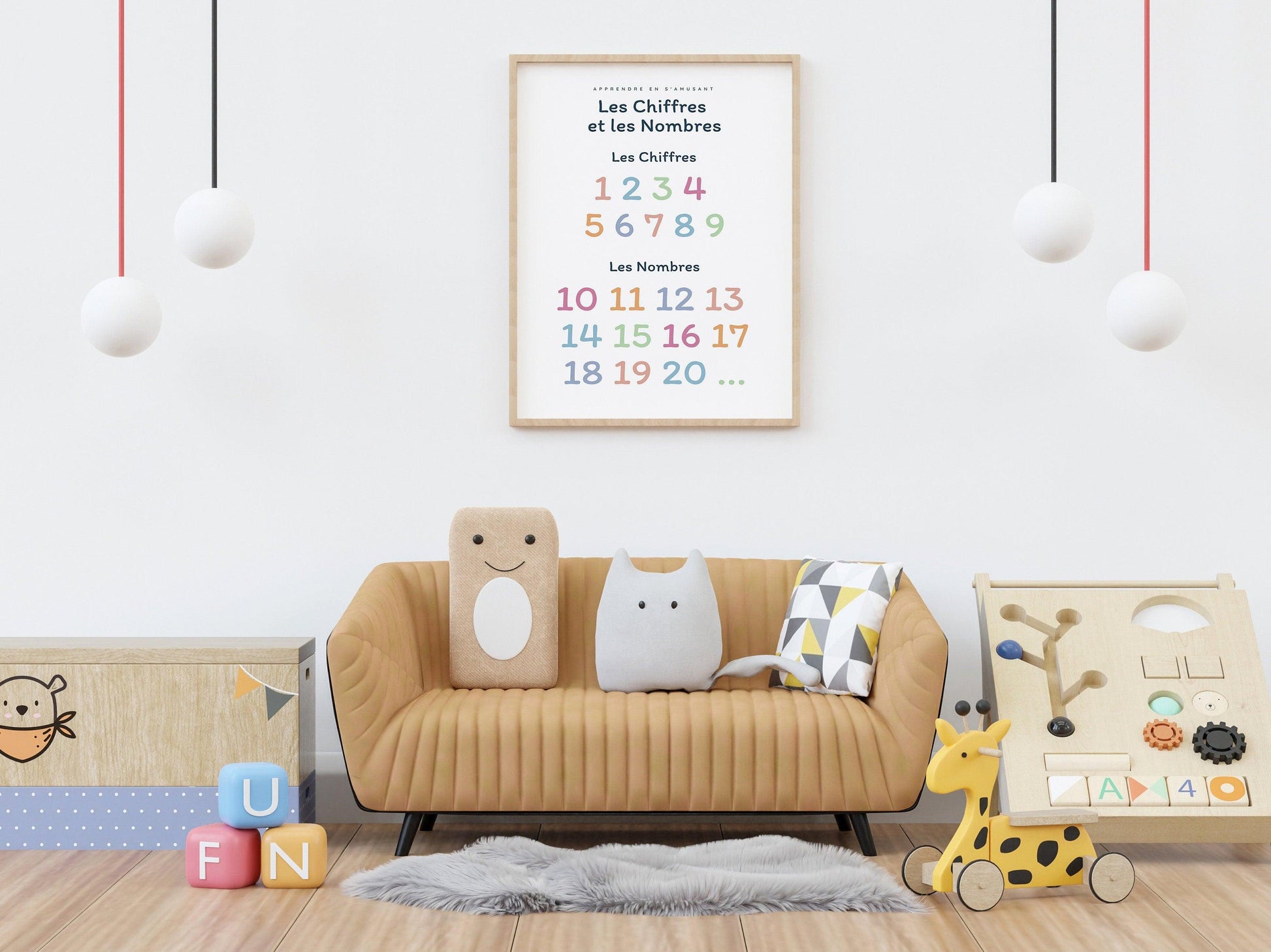 Affiche Apprendre les Chiffres et les Nombres Compter 1 2 3 4 pour chambre enfant école maternelle, primaire - poster enfant garçon et fille - Imagine.affiche