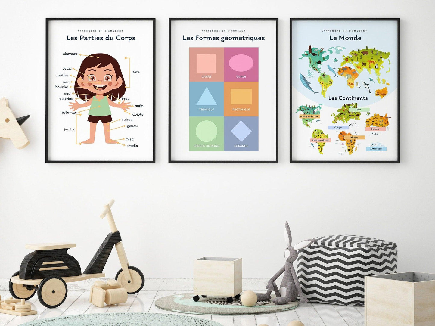 Affiche Les Parties du Corps fille nez bouche pour chambre enfant école maternelle primaire - poster enfant garçon et fille apprentissage - Imagine.affiche