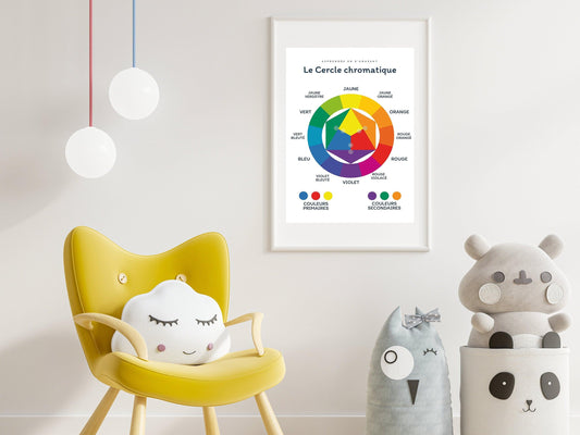 Affiche Les couleurs le cercle chromatique - salon ou chambre enfant école maternelle primaire - poster enfant garçon et fille apprentissage - Imagine.affiche