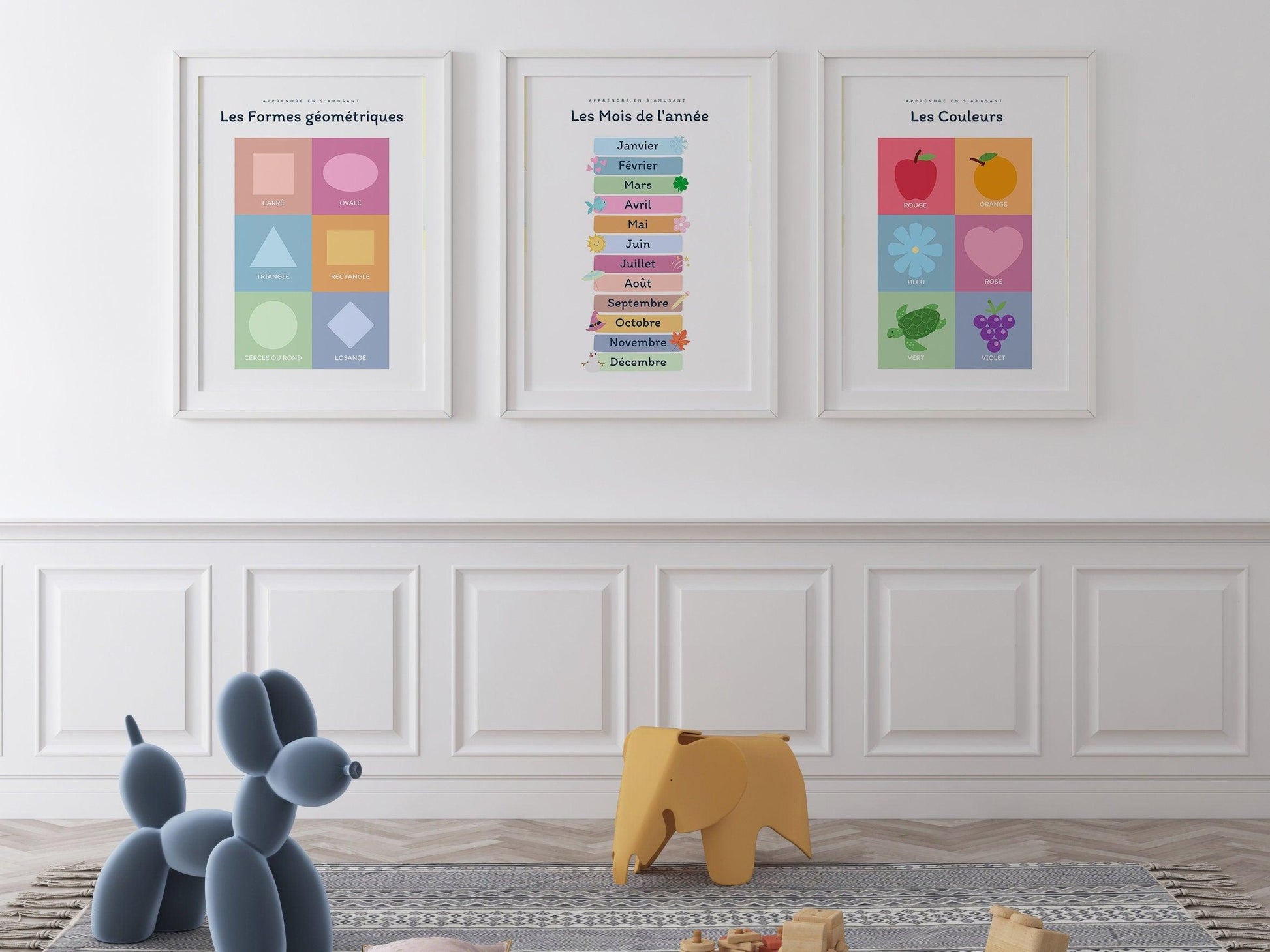Affiche Les couleurs rouge bleu jaune salle de jeu - chambre enfant école maternelle primaire - poster enfant garçon et fille apprentissage - Imagine.affiche