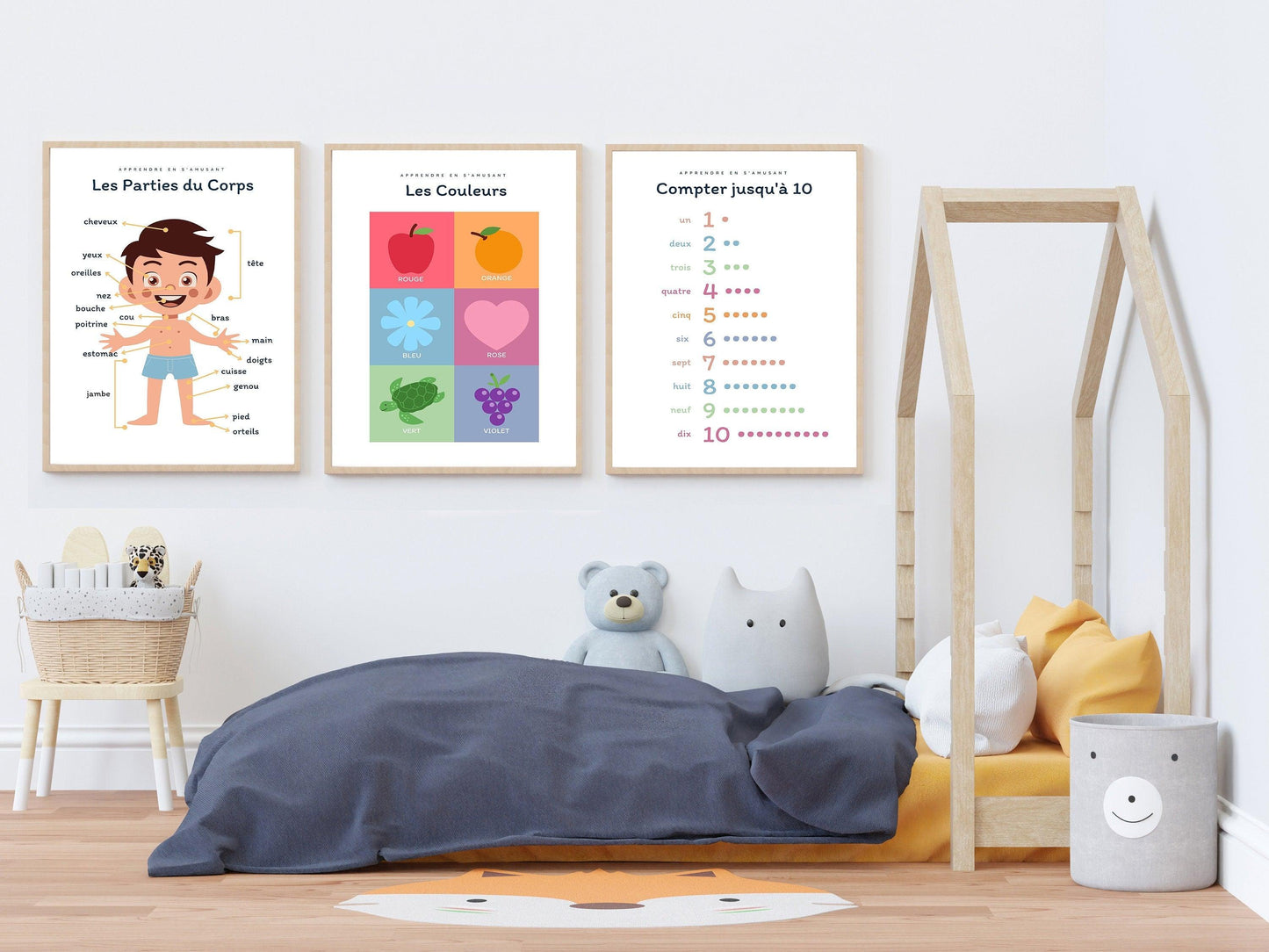Affiche Les couleurs rouge bleu jaune salle de jeu - chambre enfant école maternelle primaire - poster enfant garçon et fille apprentissage - Imagine.affiche