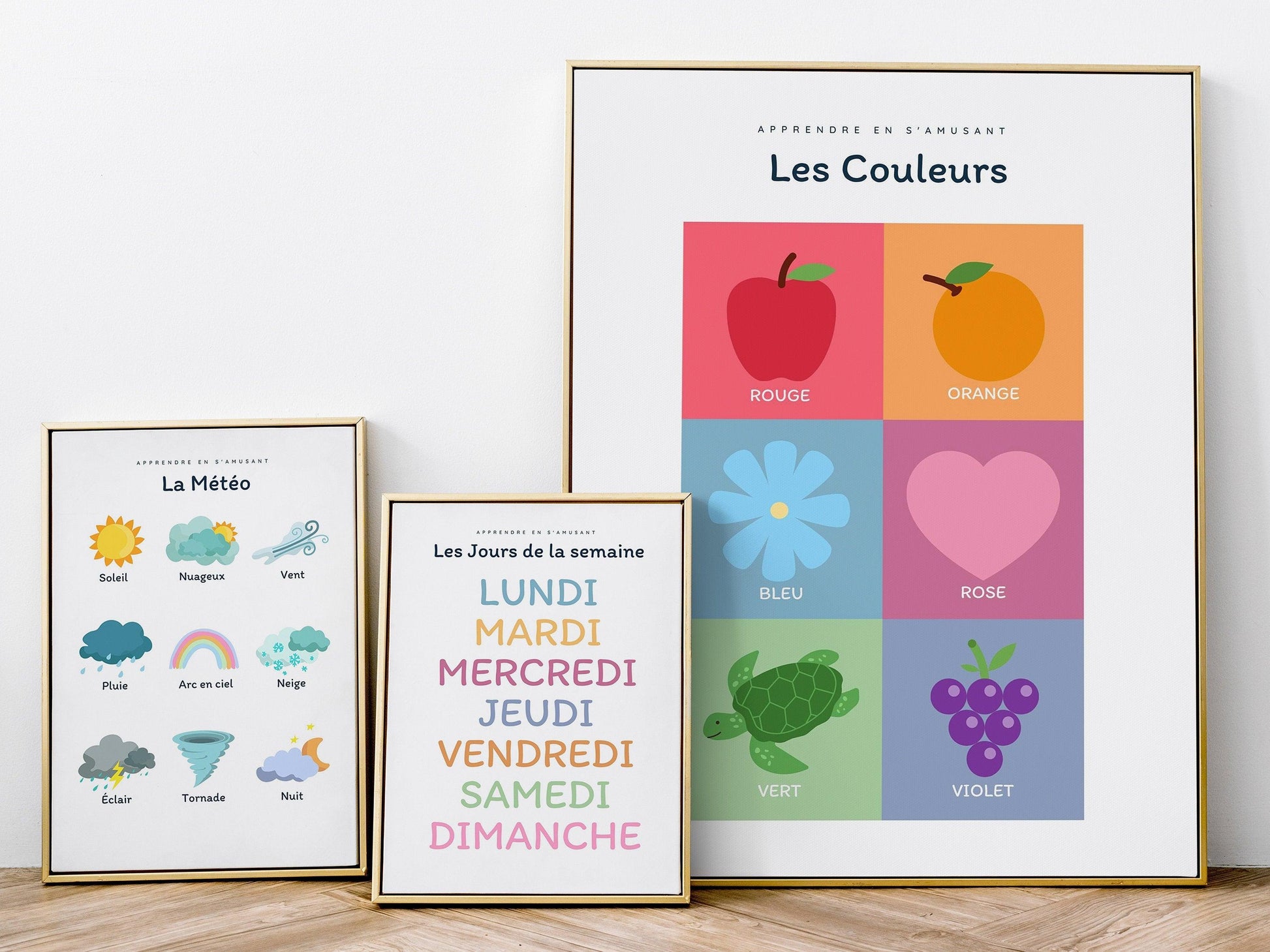 Affiche Les couleurs rouge bleu jaune salle de jeu - chambre enfant école maternelle primaire - poster enfant garçon et fille apprentissage - Imagine.affiche
