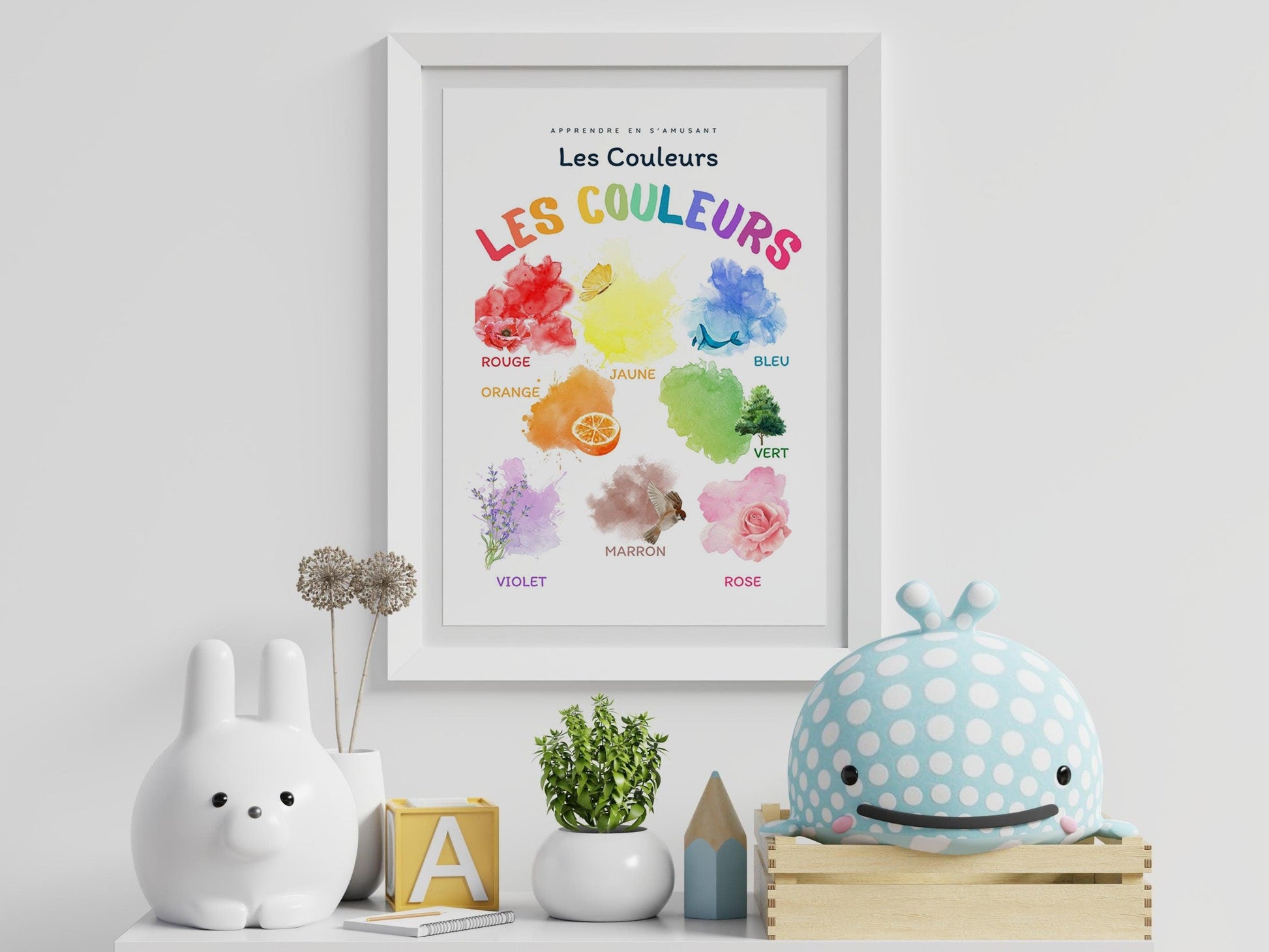 Affiche Les couleurs rouge bleu jaune salle de jeu - chambre enfant école maternelle primaire - poster enfant garçon et fille apprentissage - Imagine.affiche