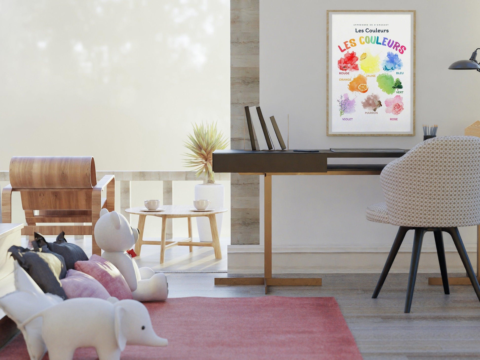 Affiche Les couleurs rouge bleu jaune salle de jeu - chambre enfant école maternelle primaire - poster enfant garçon et fille apprentissage - Imagine.affiche