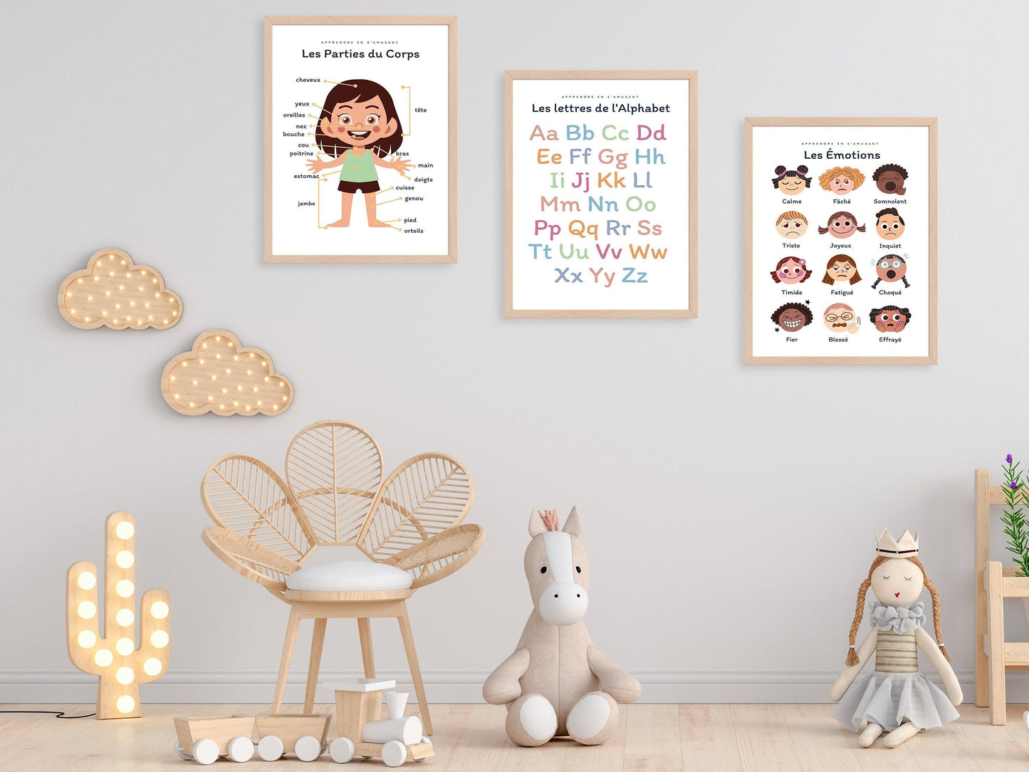 Affiche Les émotions - calme colère triste effrayé - chambre enfant école maternelle primaire - poster enfant garçon et fille apprentissage - Imagine.affiche