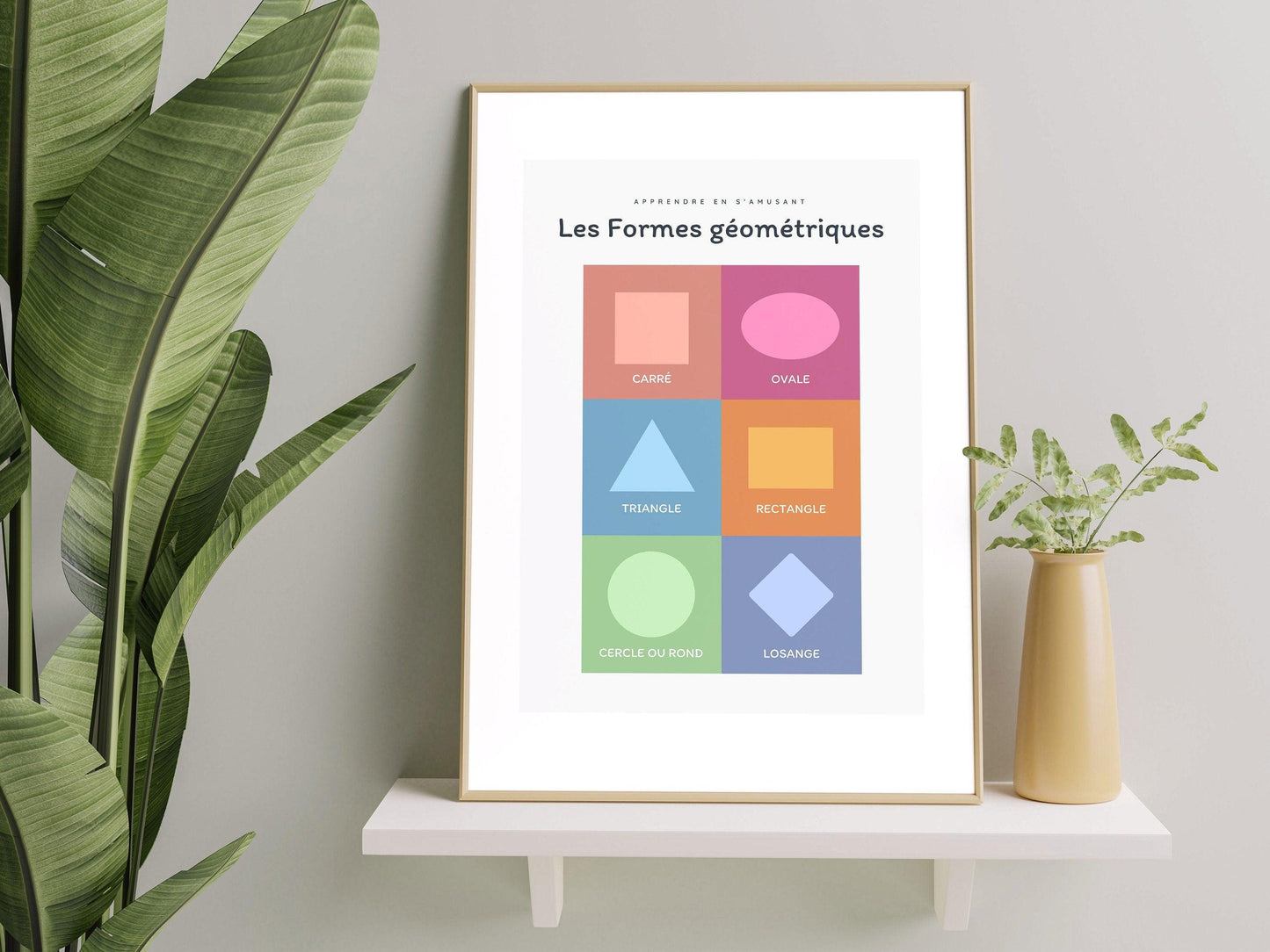 Affiche Les formes - rond carré losange triangle - chambre enfant école maternelle primaire - poster enfant garçon et fille apprentissage - Imagine.affiche