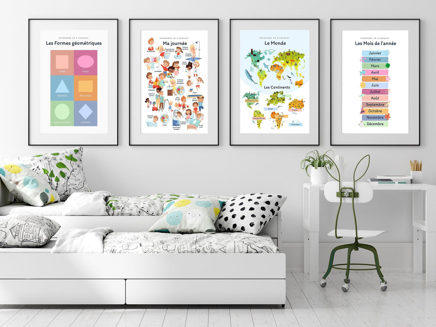 Affiche Les formes - rond carré losange triangle - chambre enfant école maternelle primaire - poster enfant garçon et fille apprentissage - Imagine.affiche